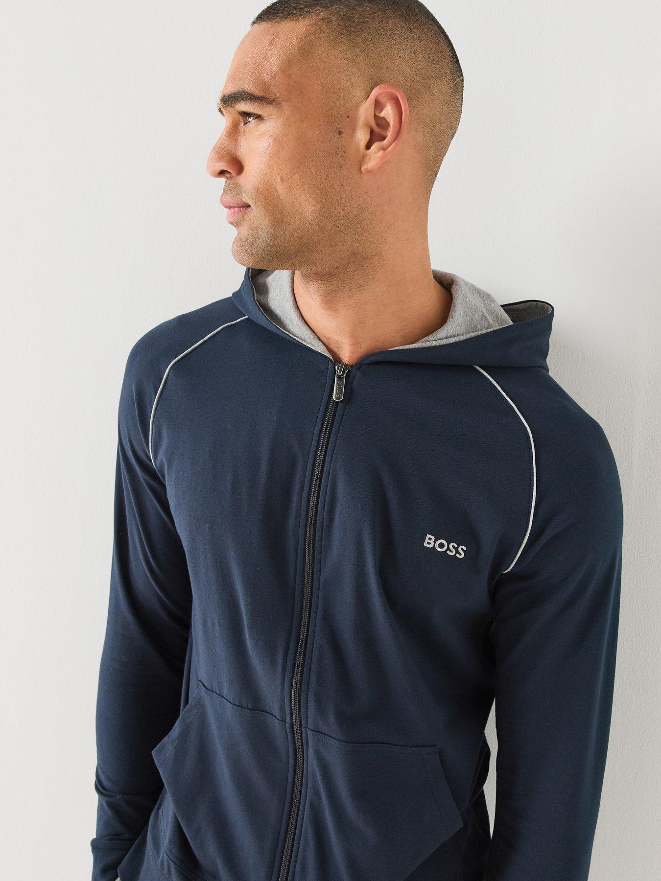 Image 5 of 5 of BOSS Mens Mix &amp; Match Zip-Through Loungewear Hoodie - Navy