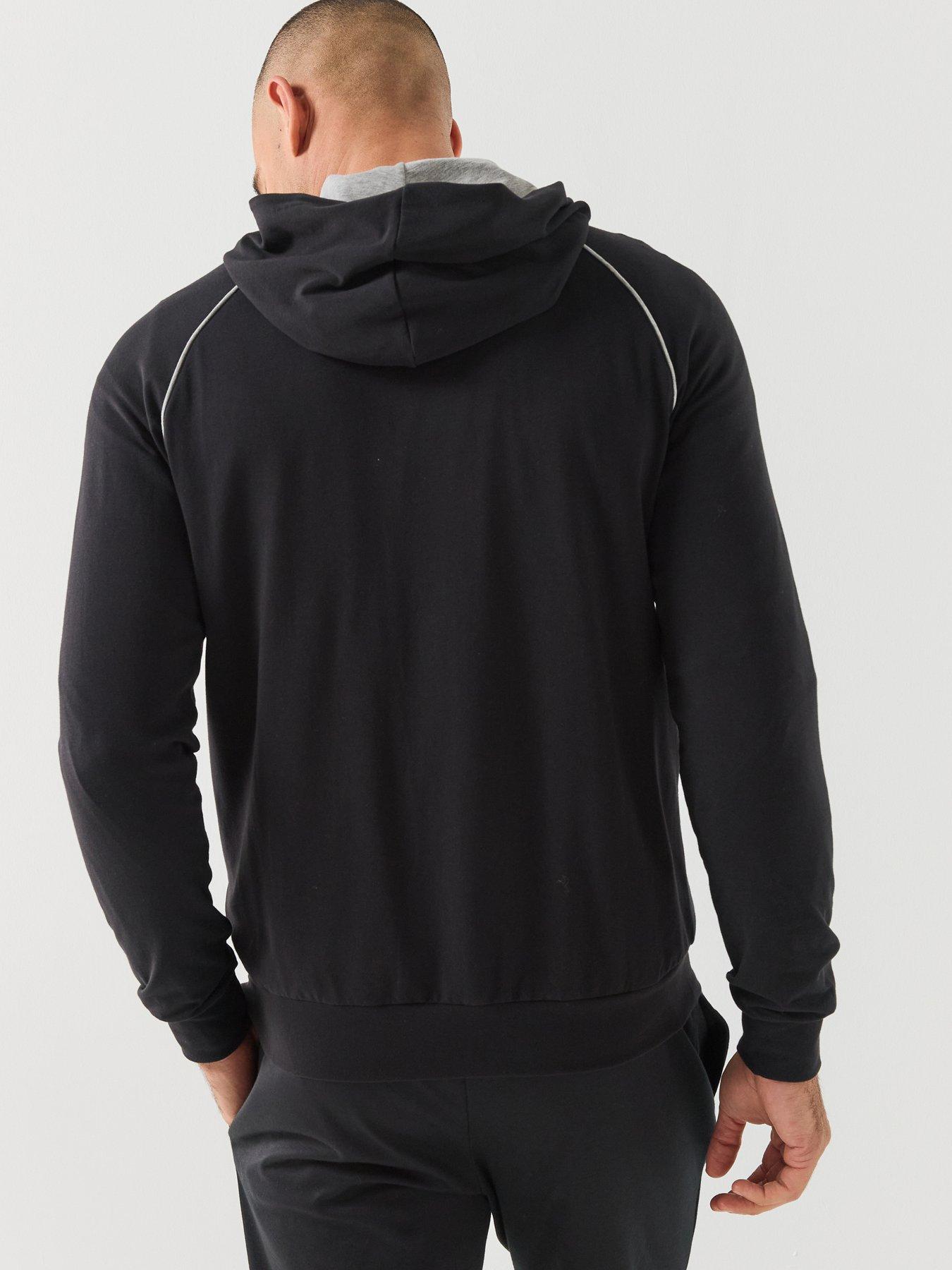 Image 2 of 6 of BOSS Mens Mix &amp; Match Zip-Through Loungewear Hoodie - Black