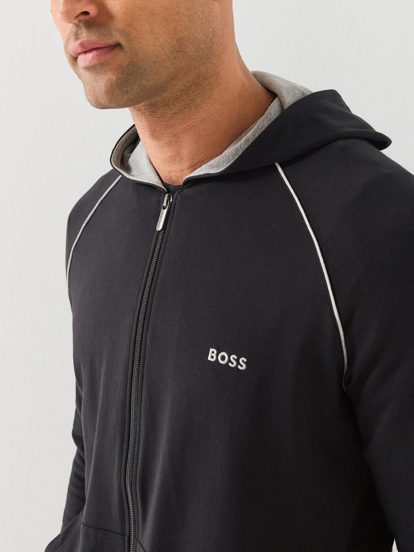 Image 5 of 6 of BOSS Mens Mix &amp; Match Zip-Through Loungewear Hoodie - Black