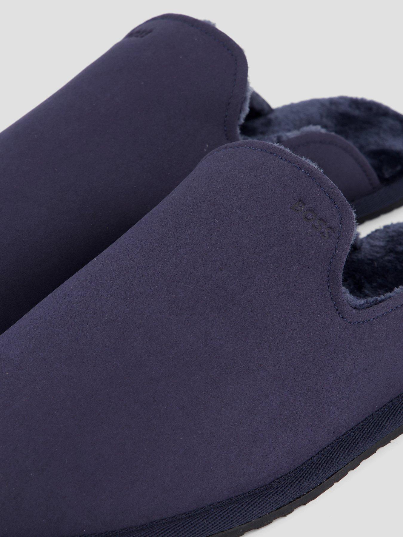 Image 5 of 7 of BOSS Mens Shearling&nbsp;Slippers with Logo - Blue