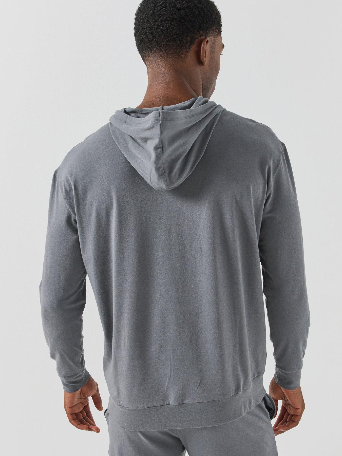 Image 2 of 5 of HUGO Mens Relaxed Fit Stretch Jersey Hoodie - Grey
