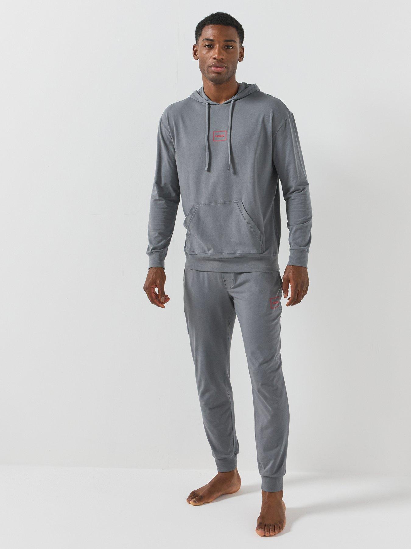 Image 3 of 5 of HUGO Mens Relaxed Fit Stretch Jersey Hoodie - Grey