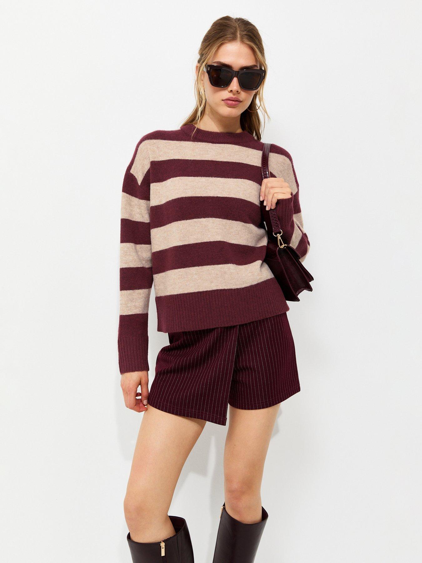 Image 1 of 5 of New Look Red Knitted Wide Stripe Jumper