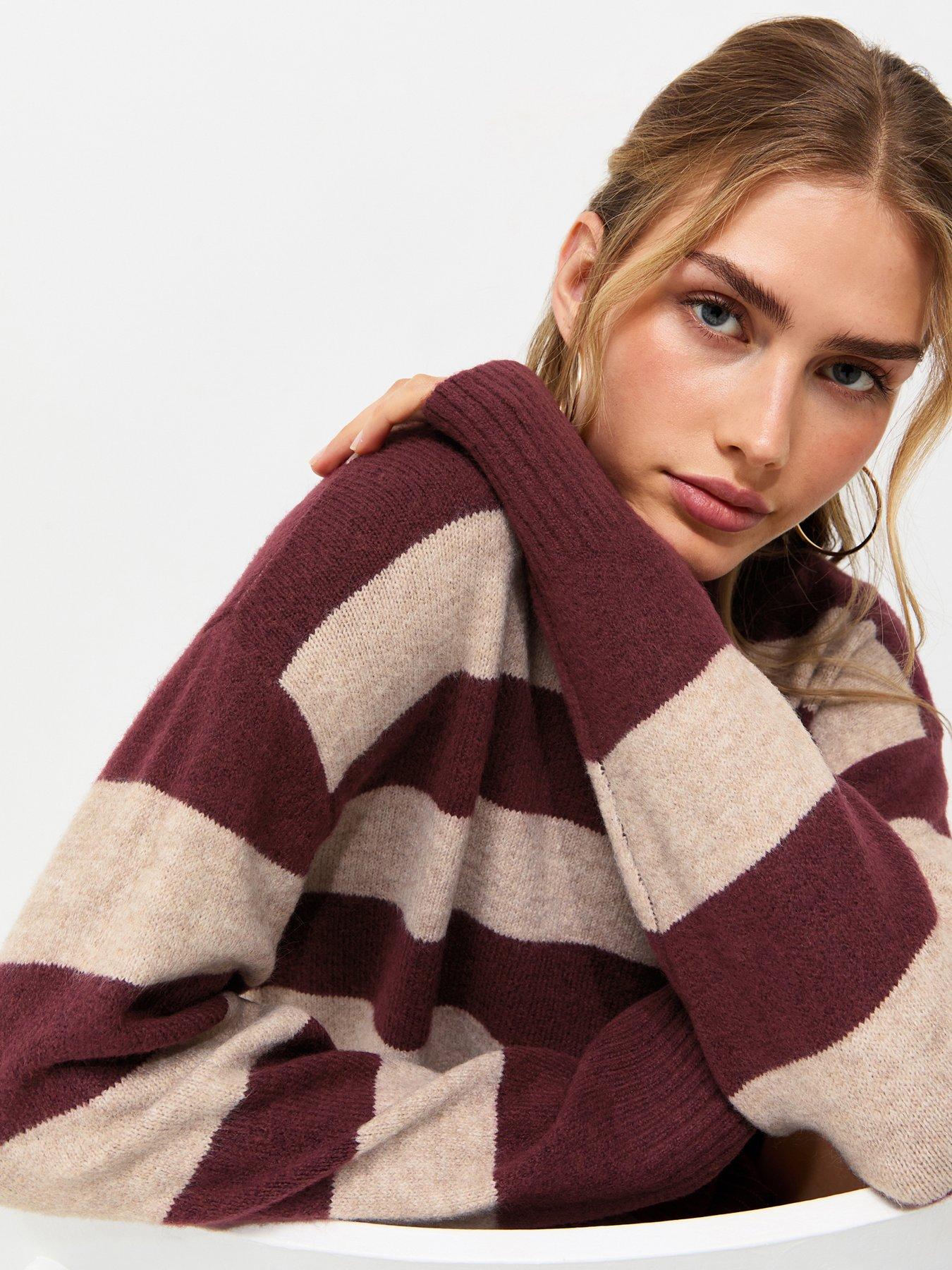 Image 4 of 5 of New Look Red Knitted Wide Stripe Jumper