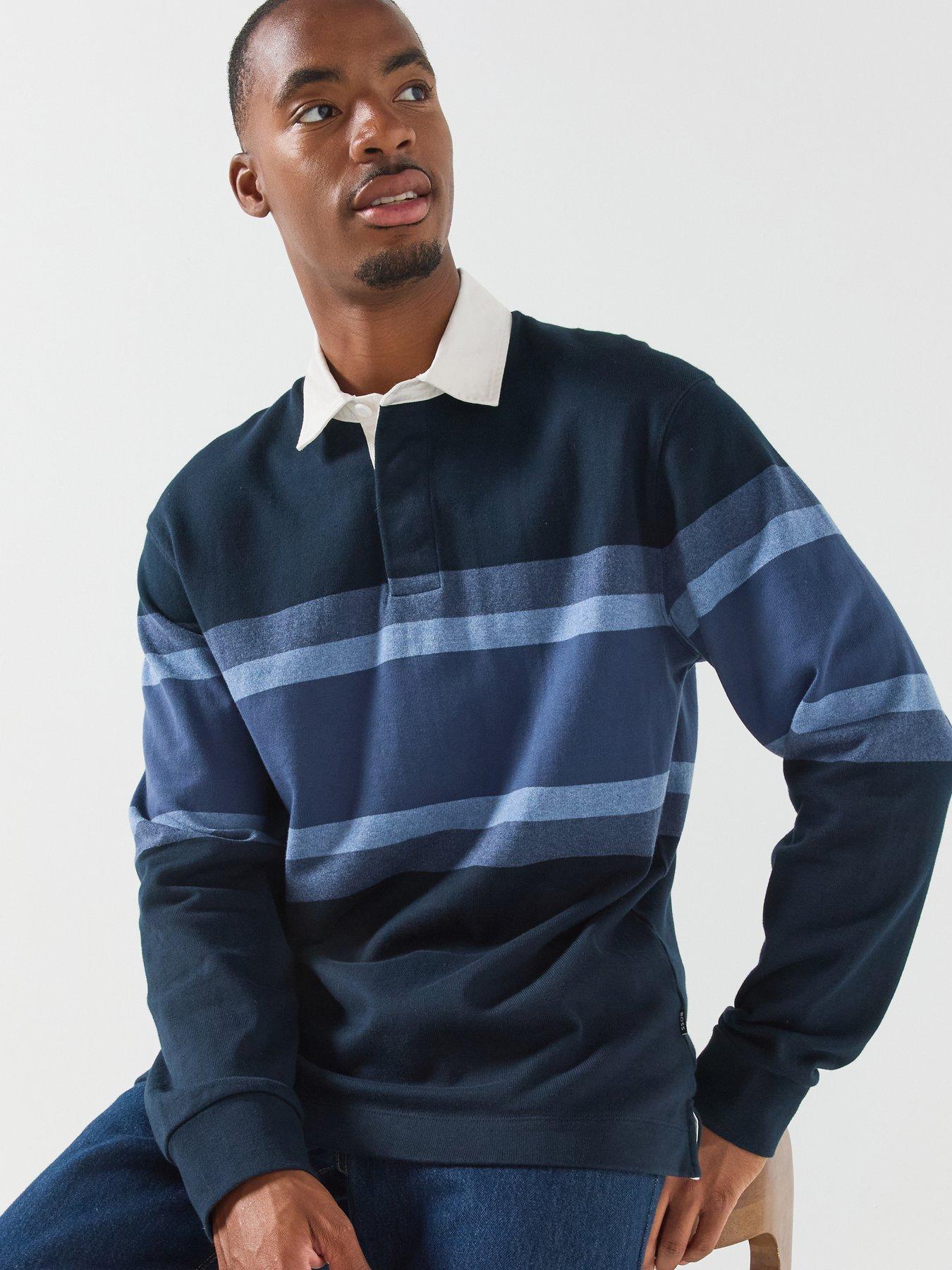 BOSS C-Saarinen 18 Rugby Long Sleeve Polo Shirt - Navy