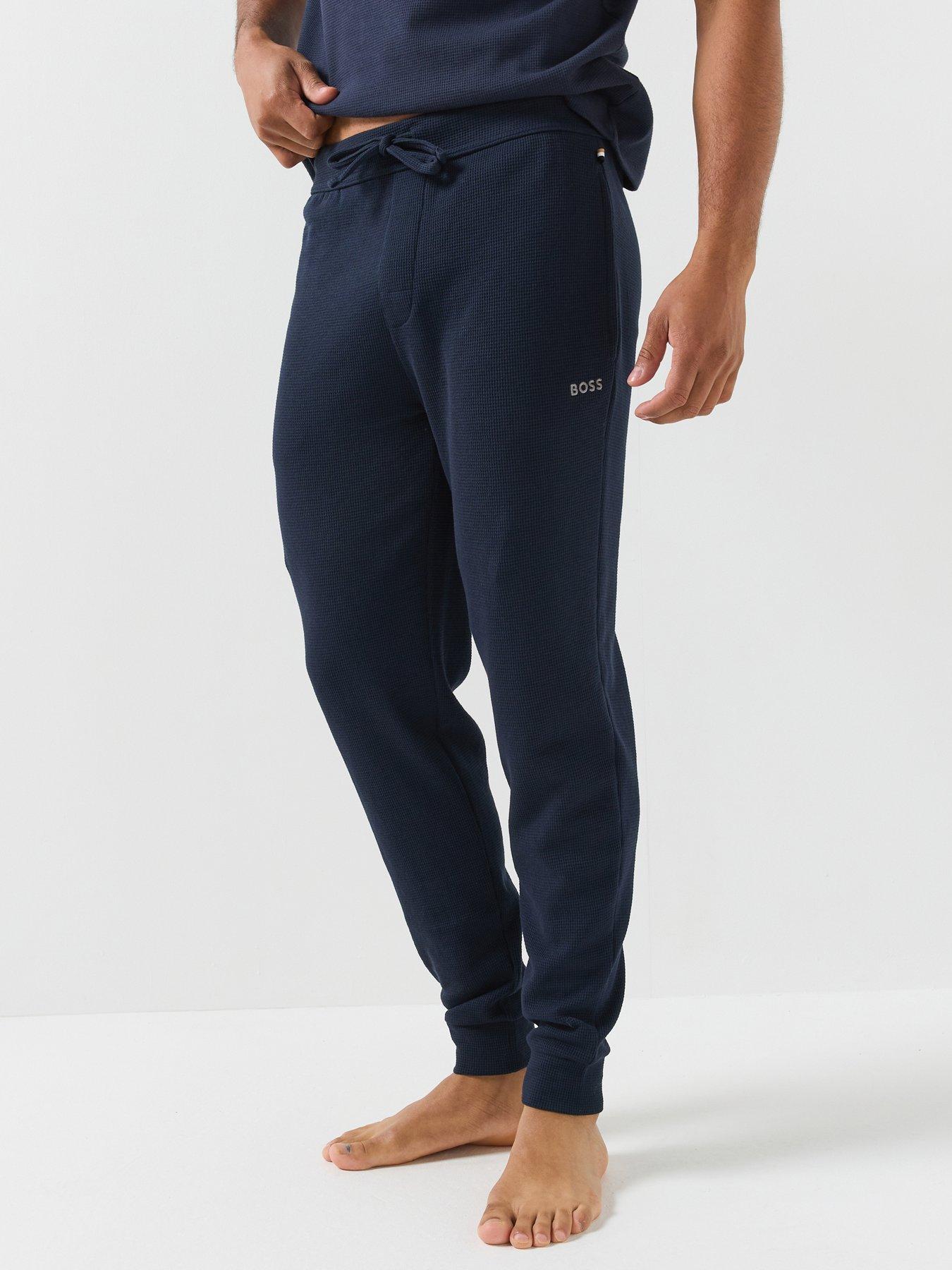 Image 1 of 5 of BOSS Waffle Cuffed Loungewear Pants - Navy