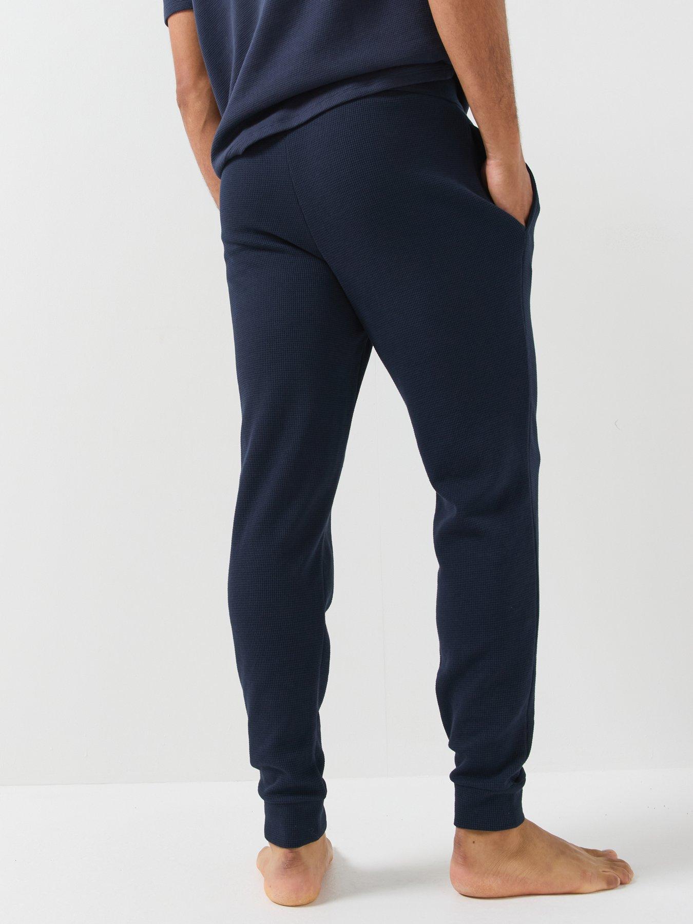 Image 2 of 5 of BOSS Waffle Cuffed Loungewear Pants - Navy