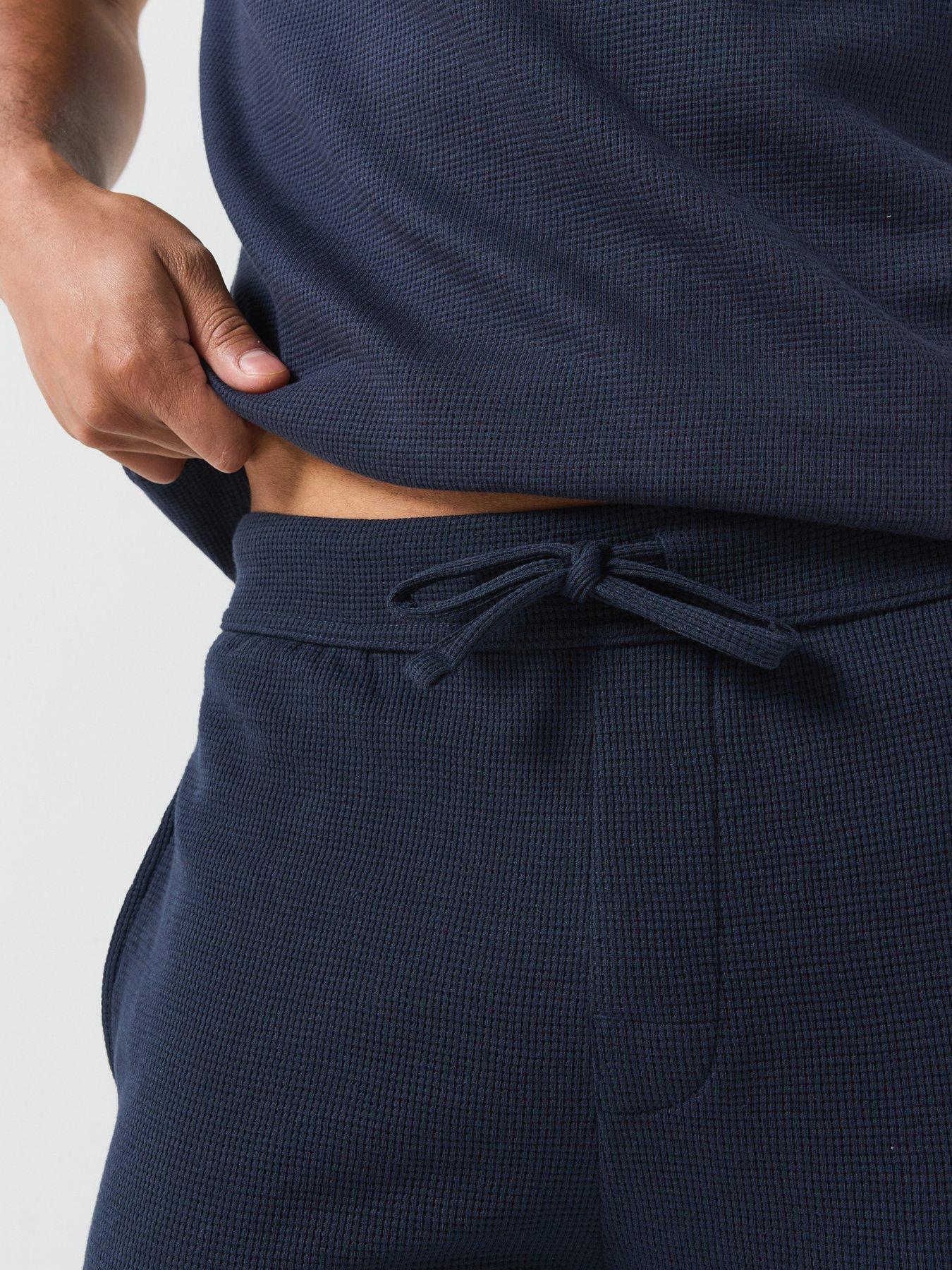 Image 5 of 5 of BOSS Waffle Cuffed Loungewear Pants - Navy