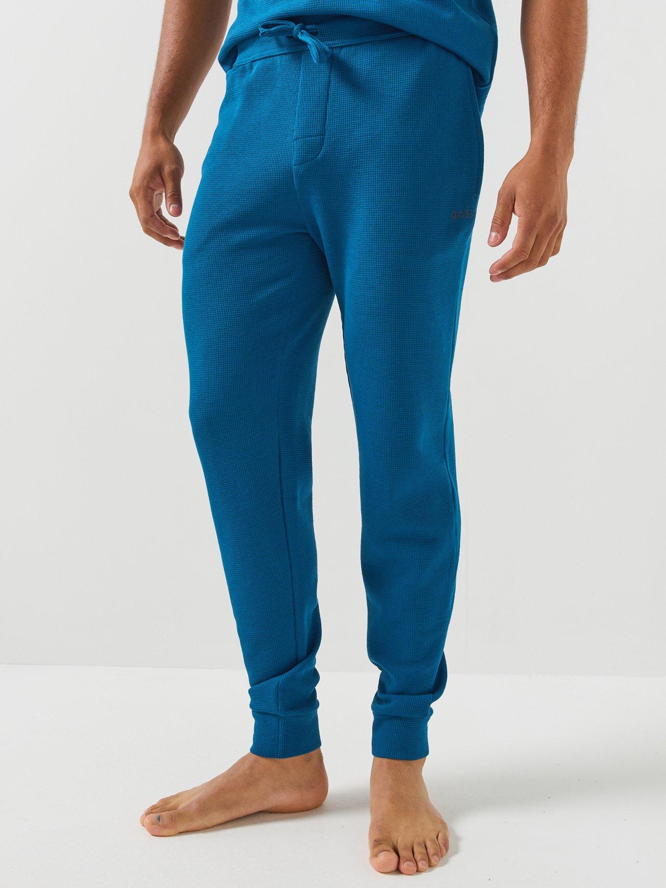 Image 1 of 5 of BOSS Waffle Cuffed Loungewear Pants - Blue