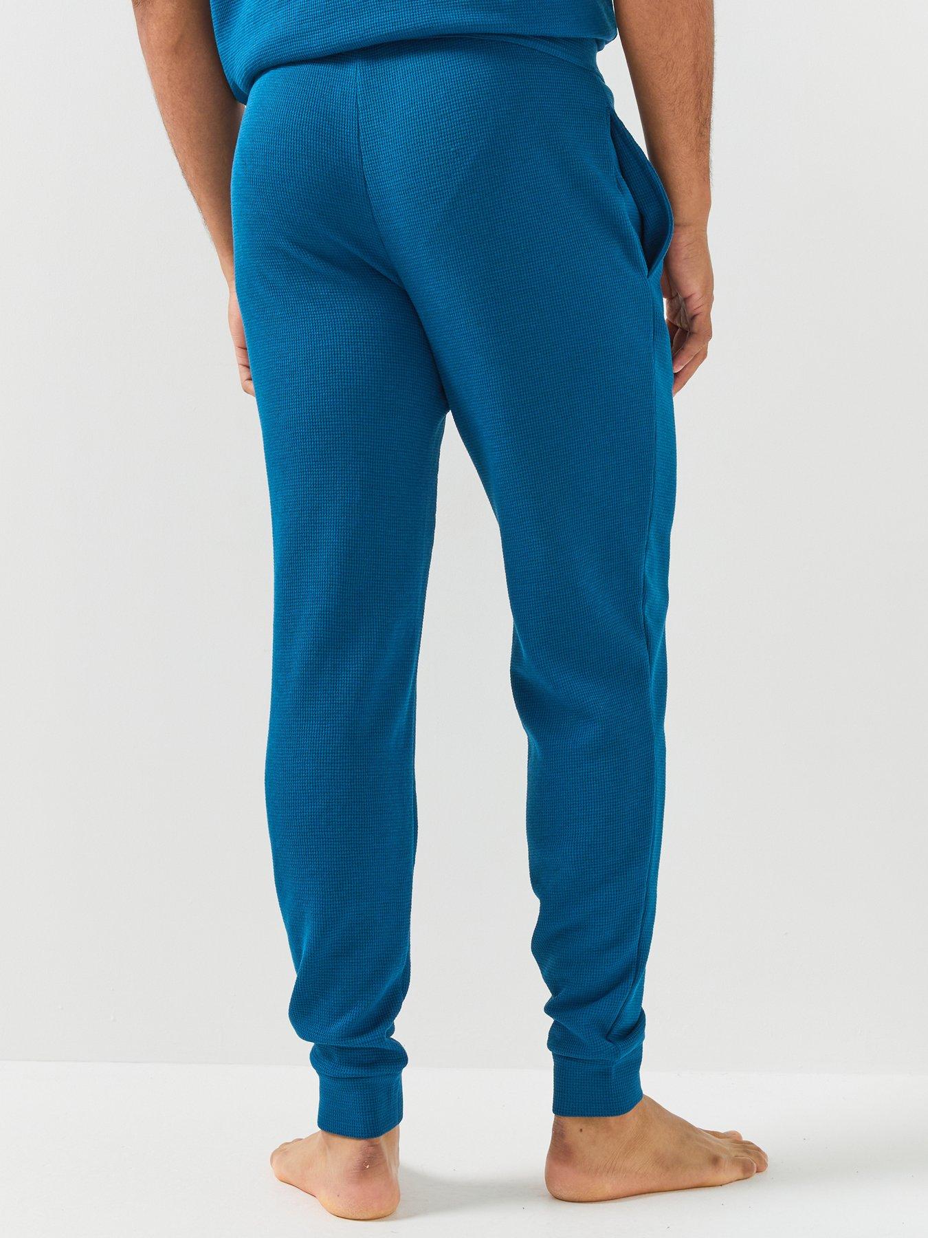 Image 2 of 5 of BOSS Waffle Cuffed Loungewear Pants - Blue