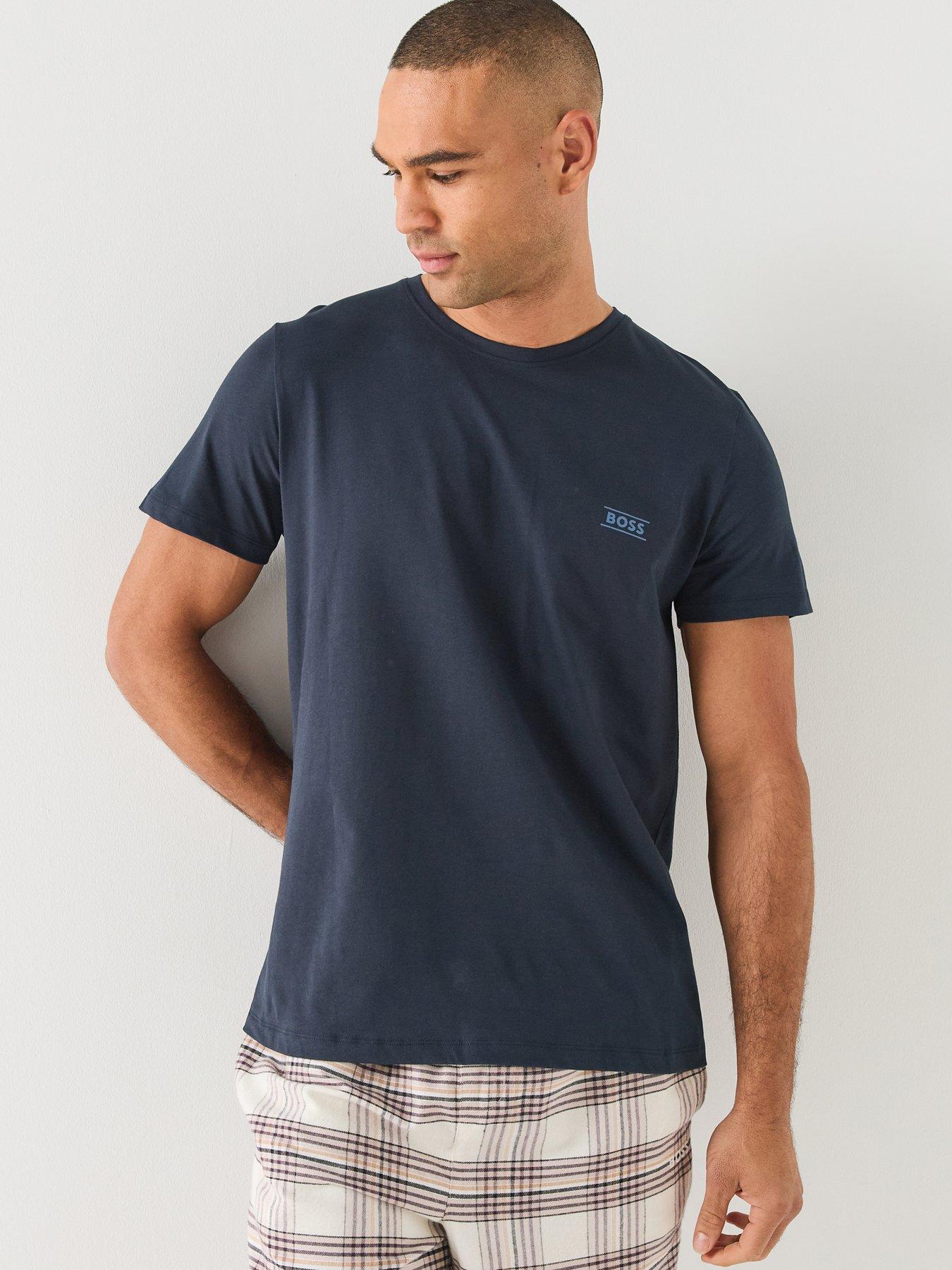 Image 1 of 7 of BOSS Mens Rn 365 100% Cotton Regular Fit Loungewear T-Shirt - Navy
