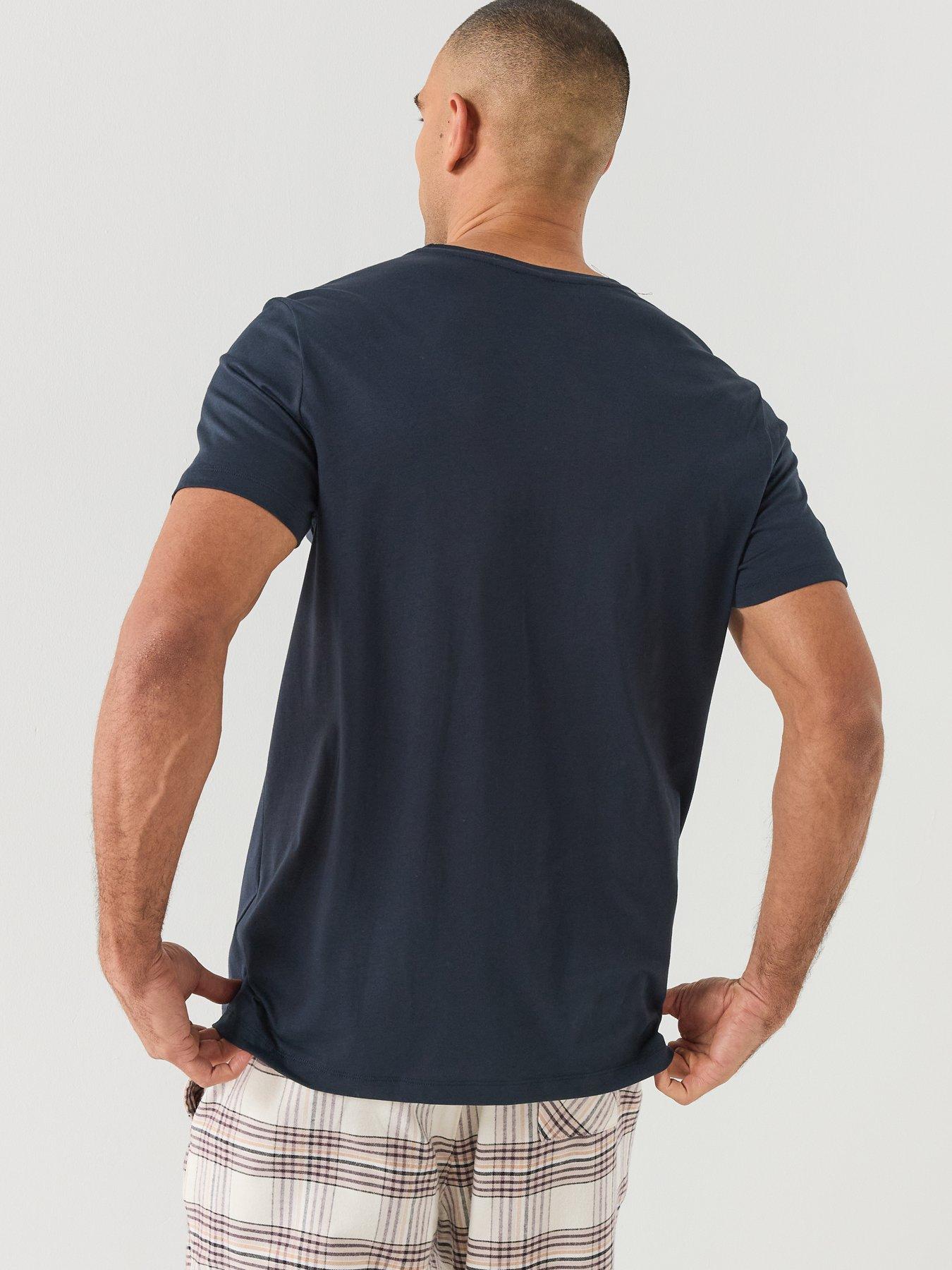 Image 5 of 7 of BOSS Mens Rn 365 100% Cotton Regular Fit Loungewear T-Shirt - Navy