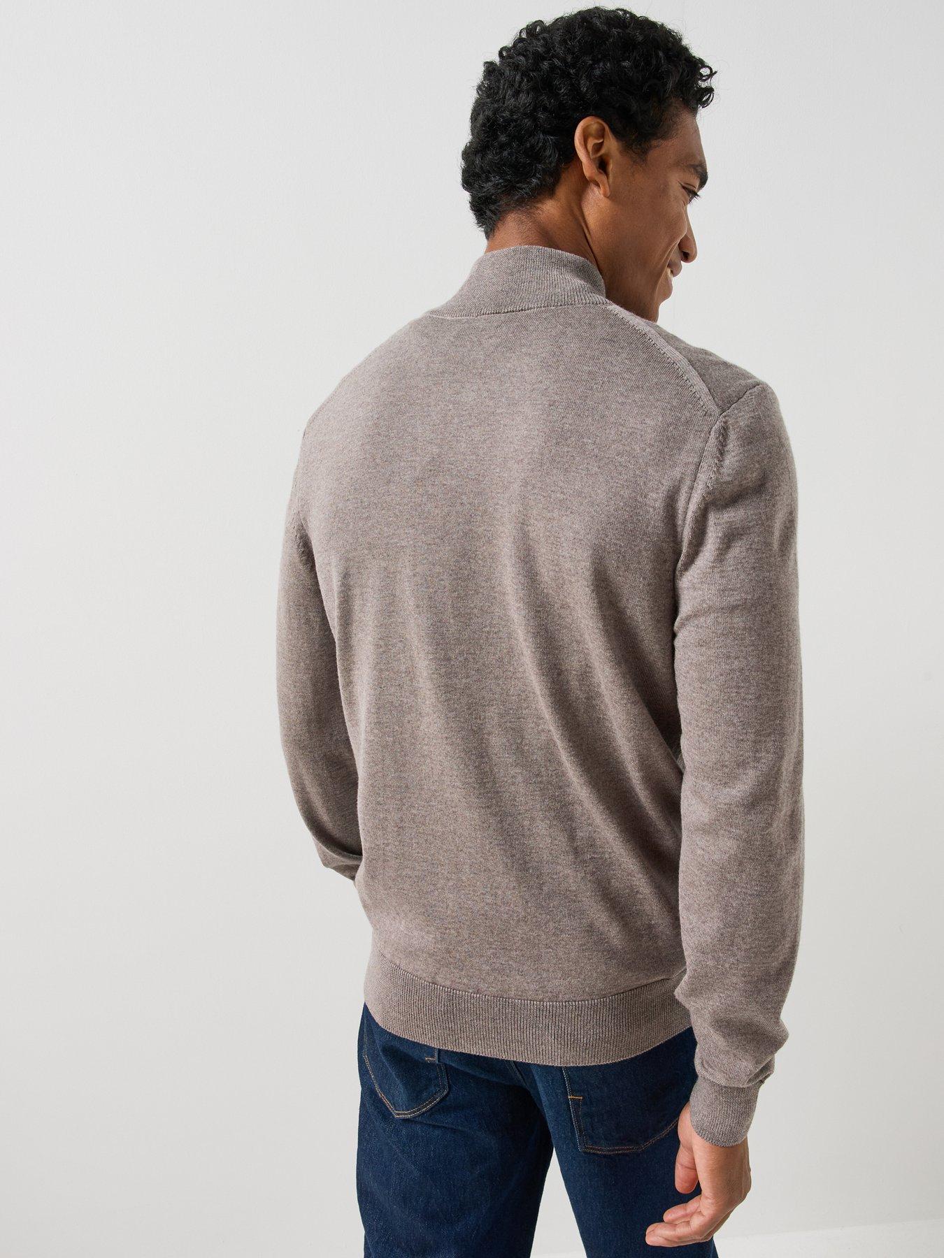 Image 2 of 6 of BOSS Mens H-Balonso Full-Zip Virgin Wool Knitted Jumper - Brown