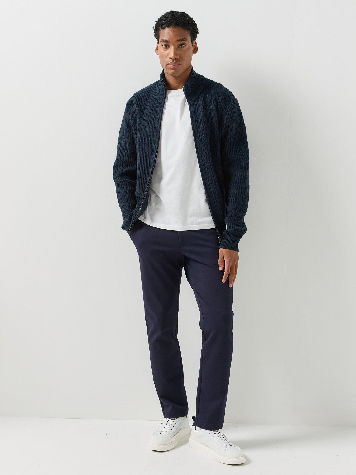Image 3 of 6 of BOSS Mens H-Fiocco Zip Through Knitted Cardigan - Navy