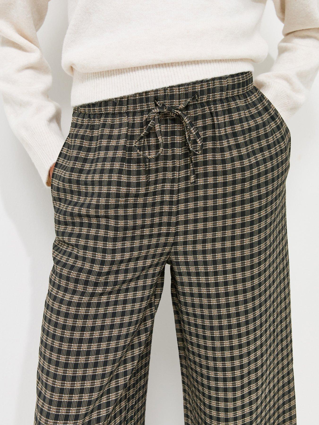 Image 4 of 5 of New Look Check Pattern Wide Leg Trousers - Brown