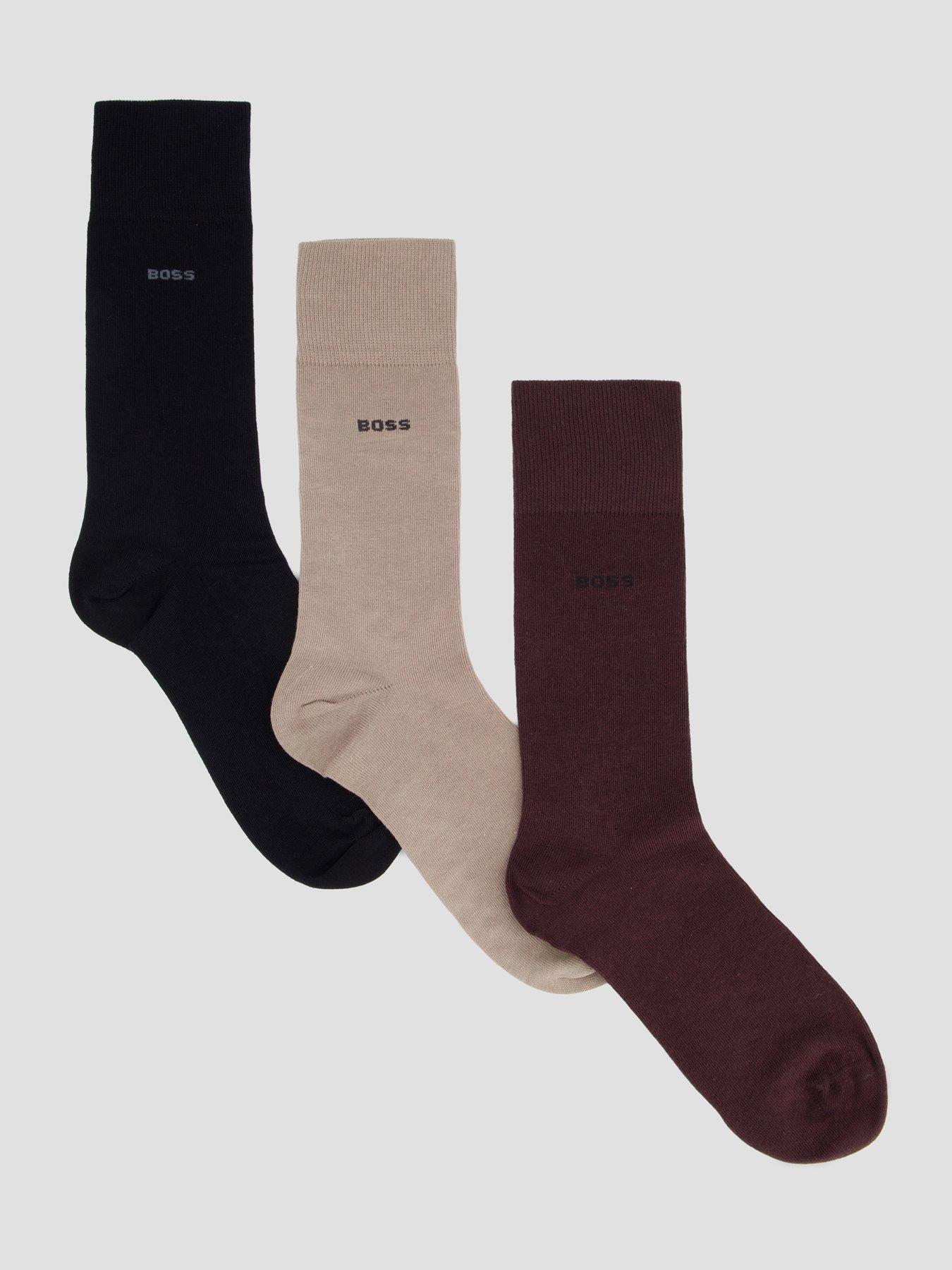 Image 1 of 3 of BOSS Boss Bodywear 3 Pack Logo Crew Socks - Multi