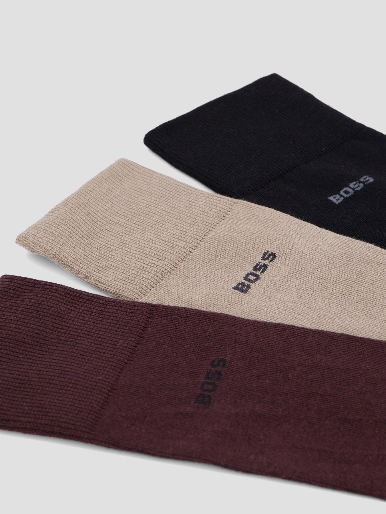 Image 3 of 3 of BOSS Boss Bodywear 3 Pack Logo Crew Socks - Multi