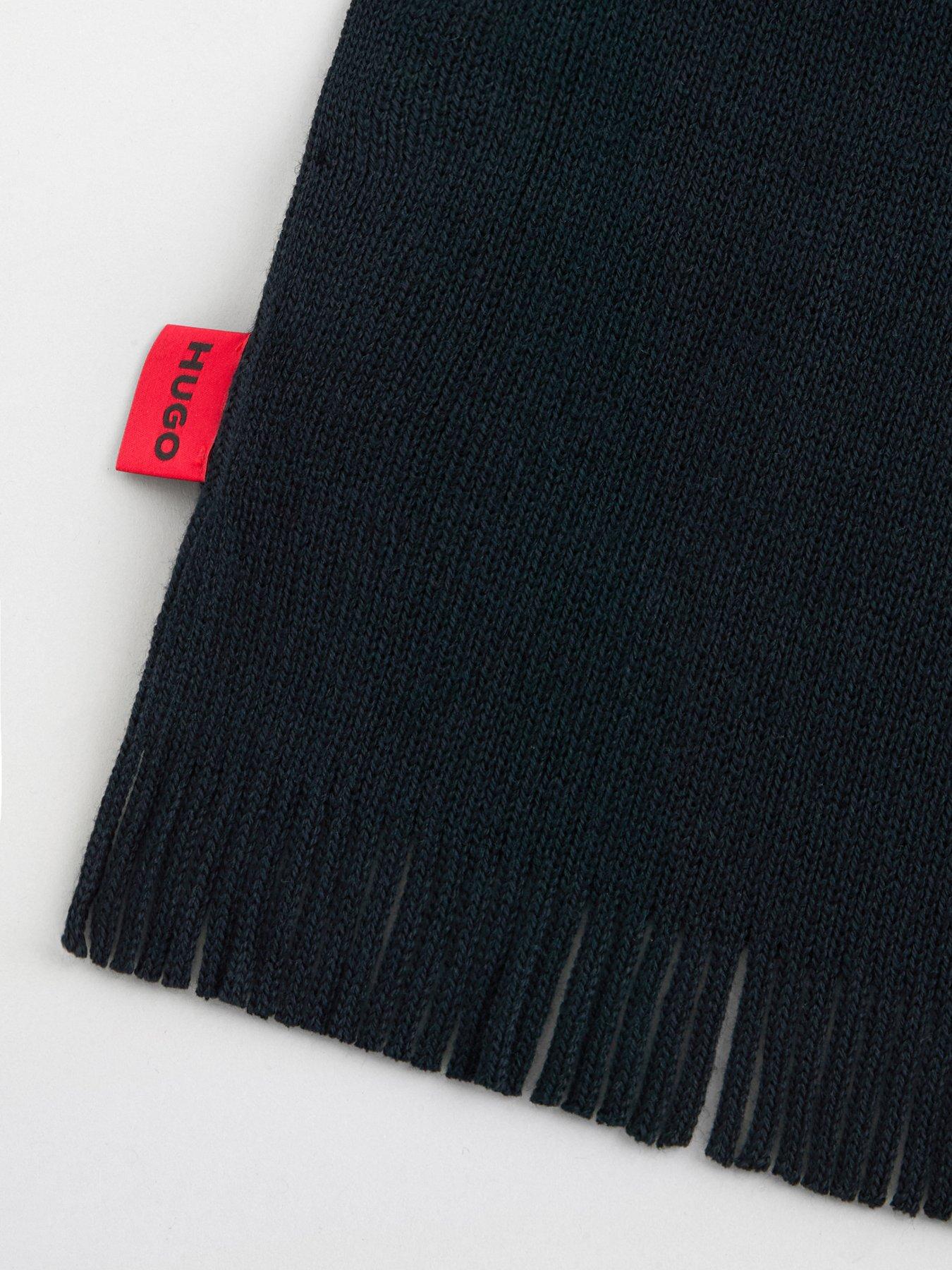 Image 3 of 4 of HUGO Mens Zaschel Wool Blend Logo Hat &amp; Scarf Set - Dark Blue