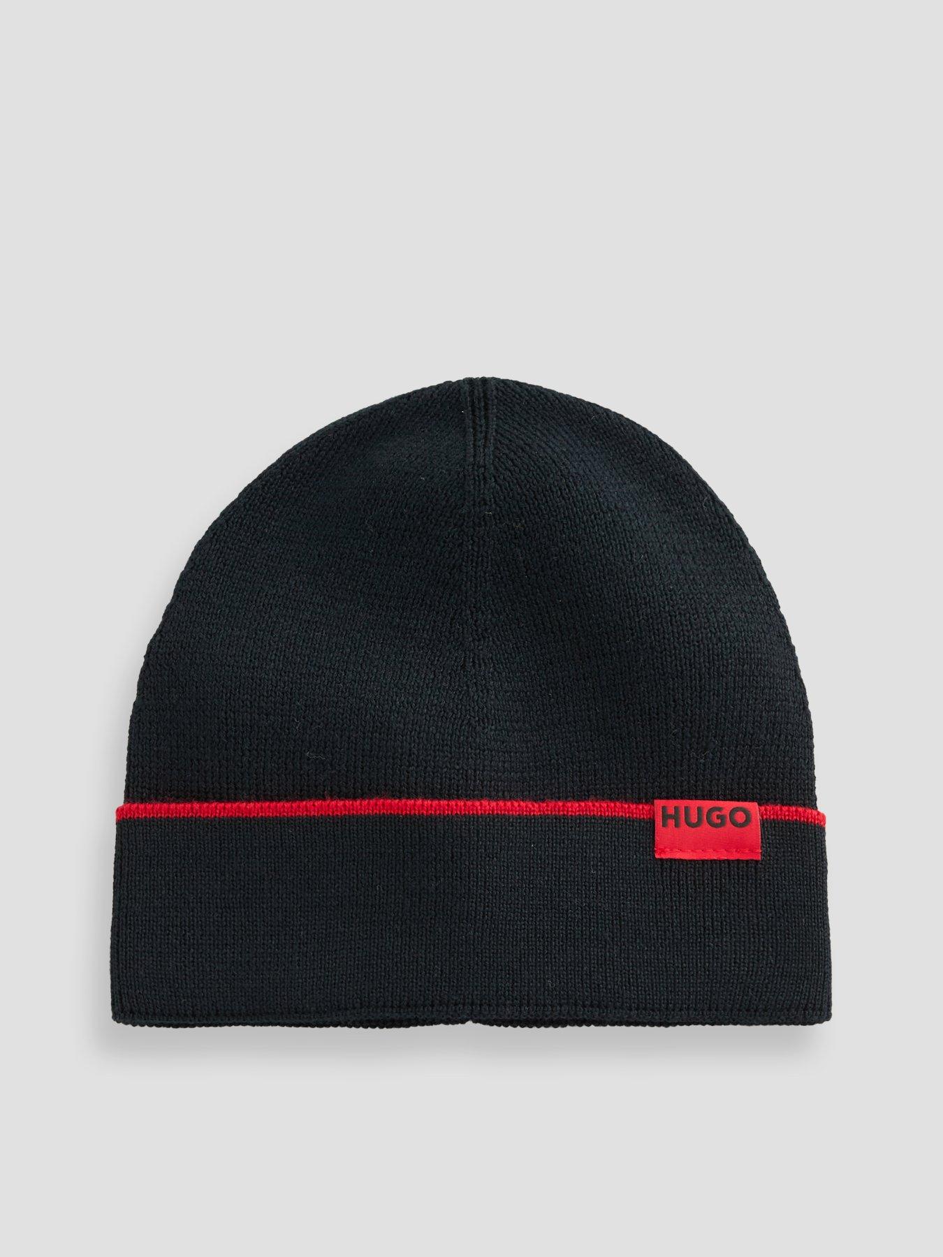 Image 4 of 4 of HUGO Mens Zaschel Wool Blend Logo Hat &amp; Scarf Set - Dark Blue