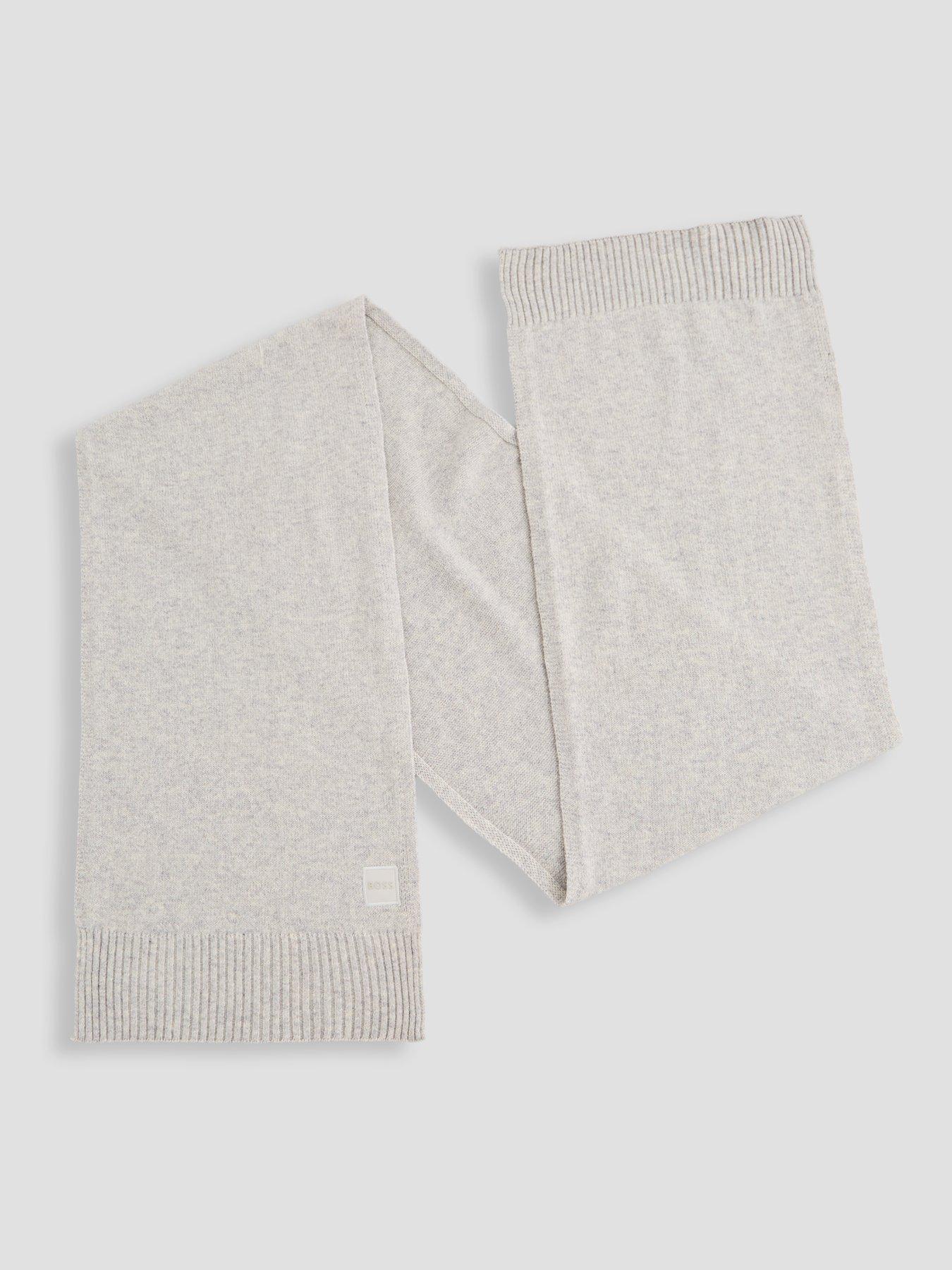 Image 2 of 3 of BOSS Mens Akaio Wool-Rich Ribbed Scarf - Grey