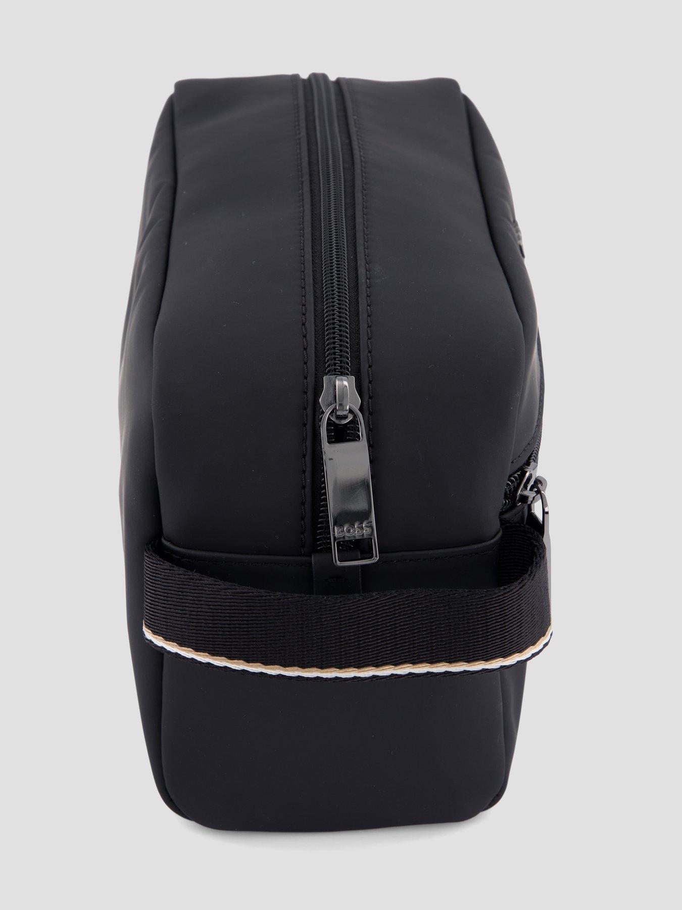 Image 3 of 6 of BOSS BOSS Mens Zeph Faux Leather Front Pocket Wash Bag - Black