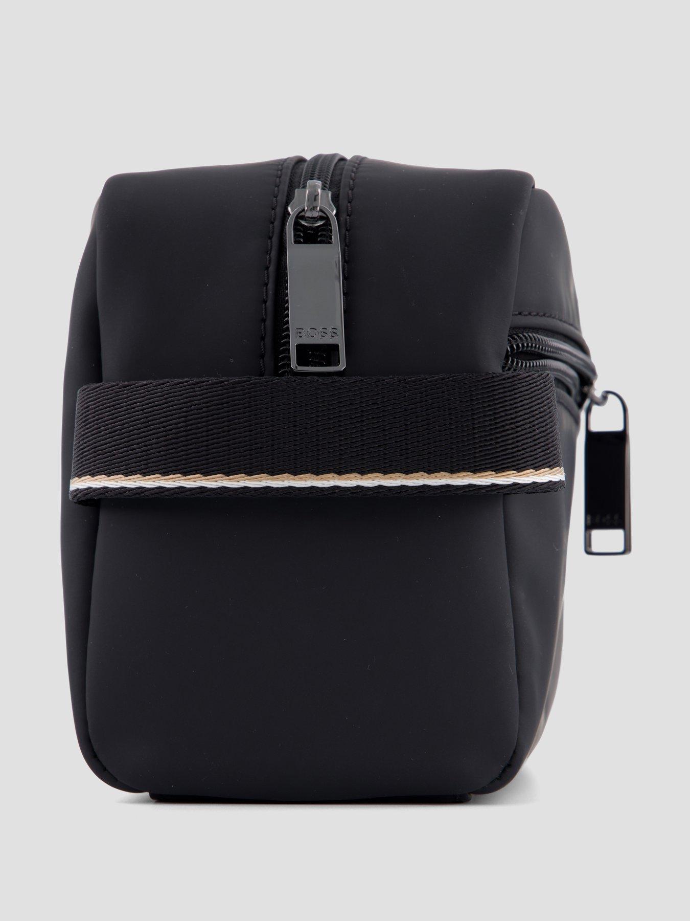 Image 5 of 6 of BOSS BOSS Mens Zeph Faux Leather Front Pocket Wash Bag - Black