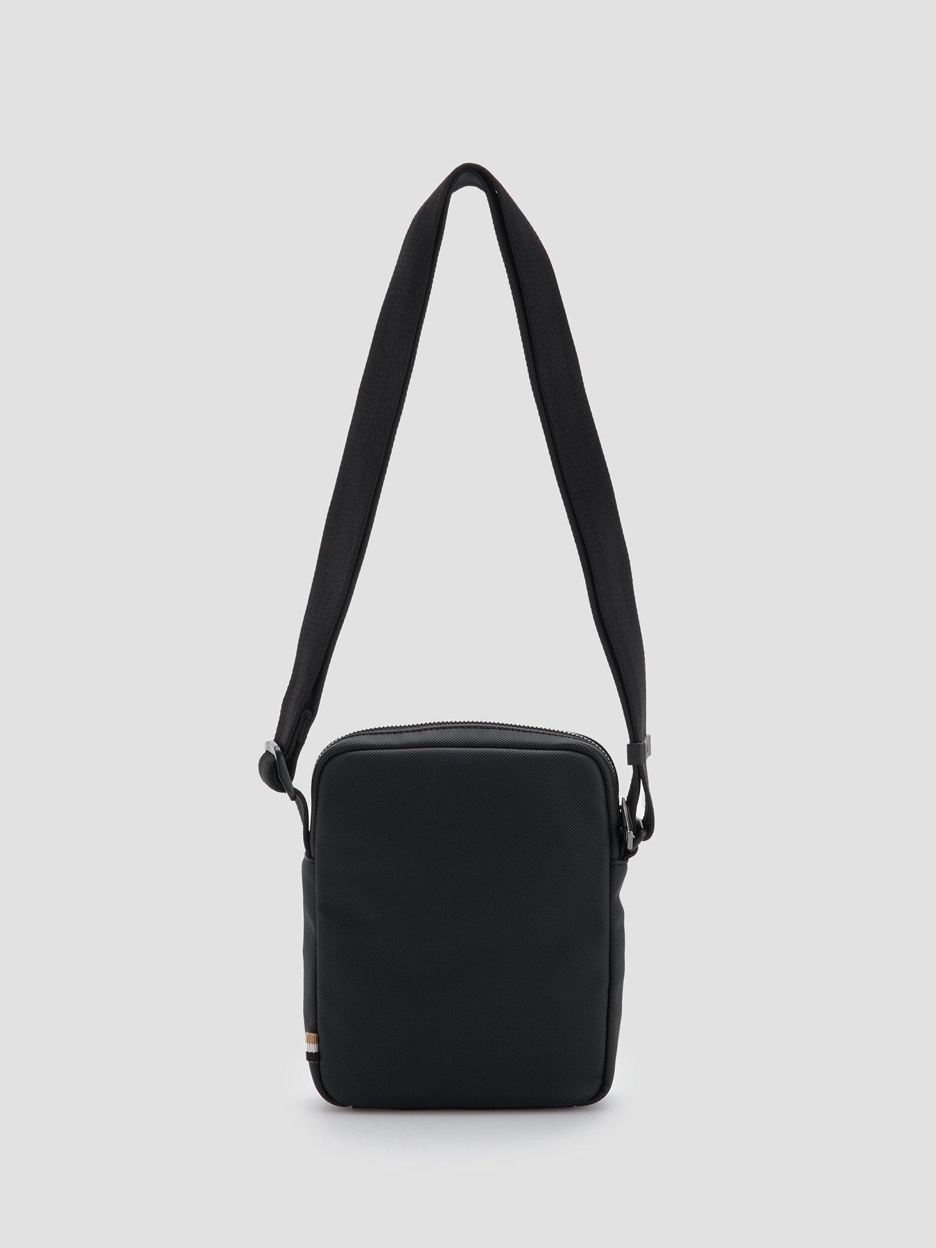 Image 3 of 6 of BOSS Mens Textured Tonal Logo Zip Crossbody Bag - Black