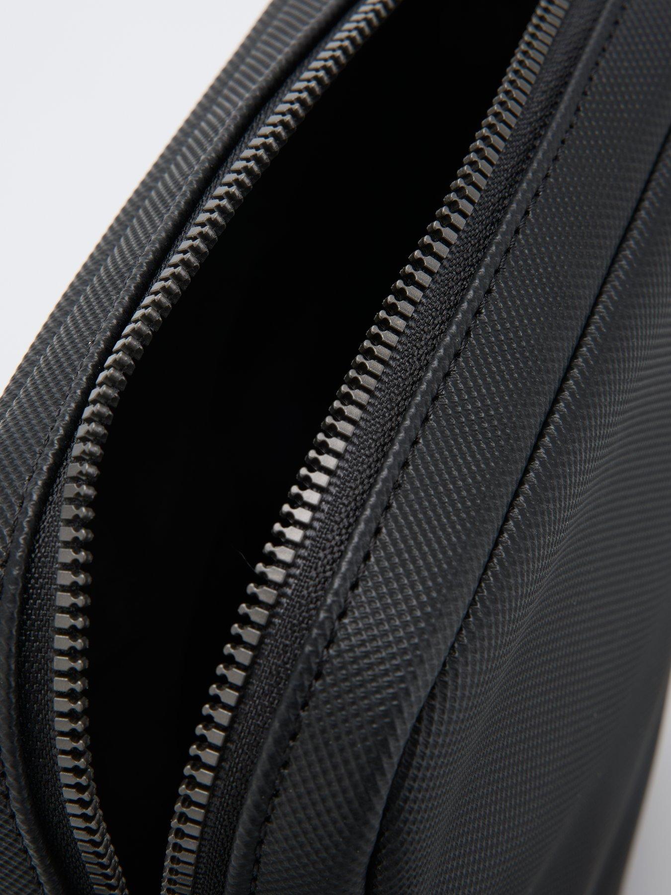 Image 6 of 6 of BOSS Mens Textured Tonal Logo Zip Crossbody Bag - Black