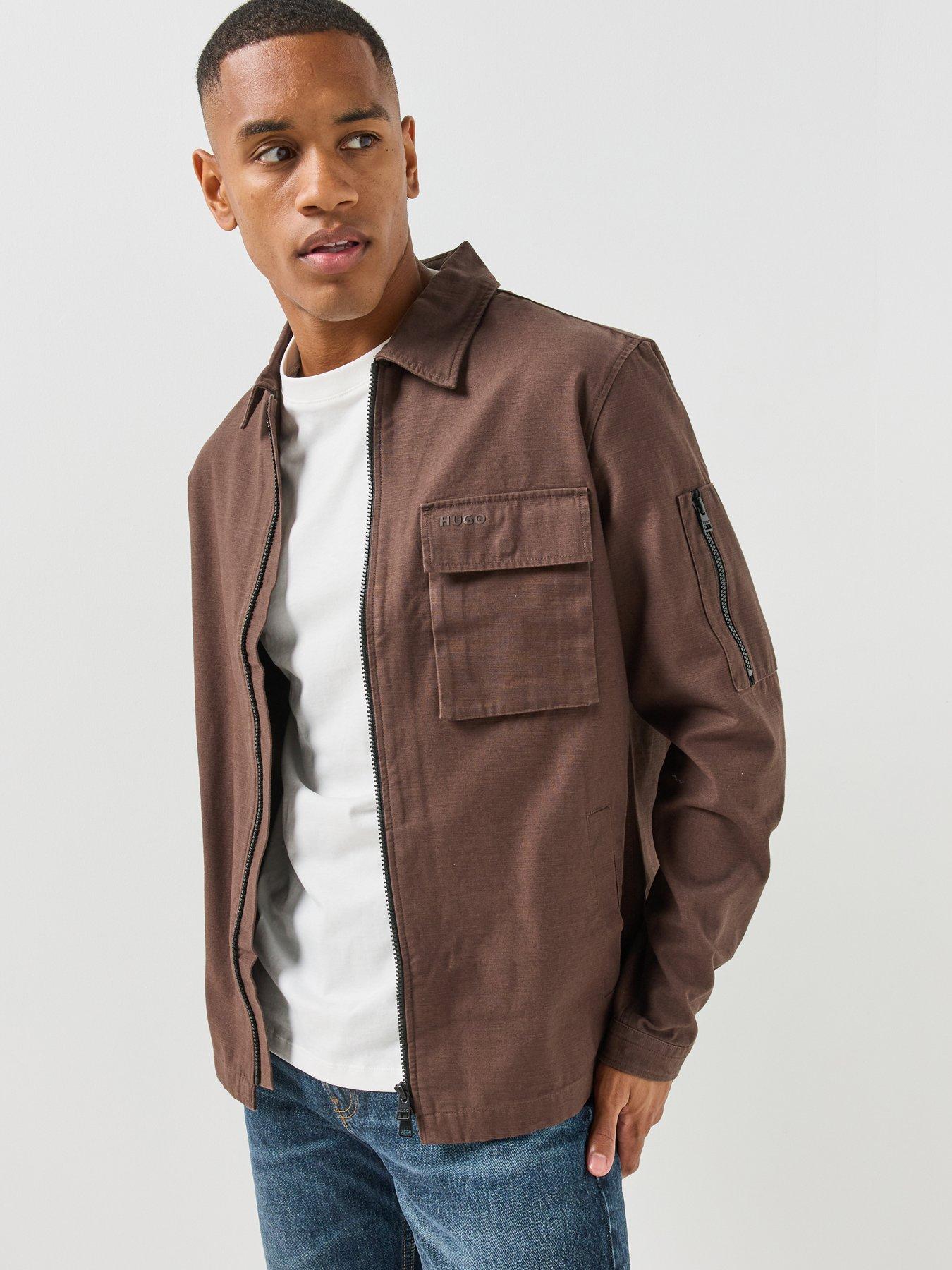Image 1 of 6 of HUGO Hugo Emmond Oversize Fit Overshirt - Brown