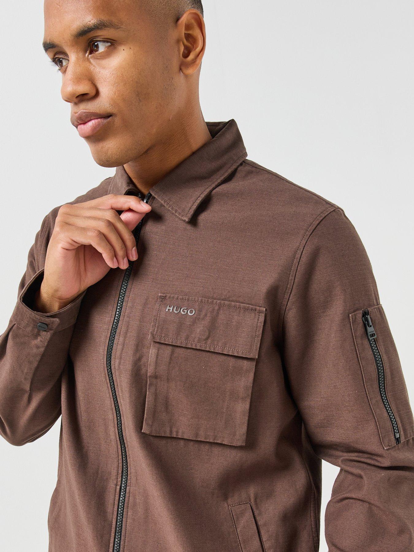 Image 4 of 6 of HUGO Hugo Emmond Oversize Fit Overshirt - Brown