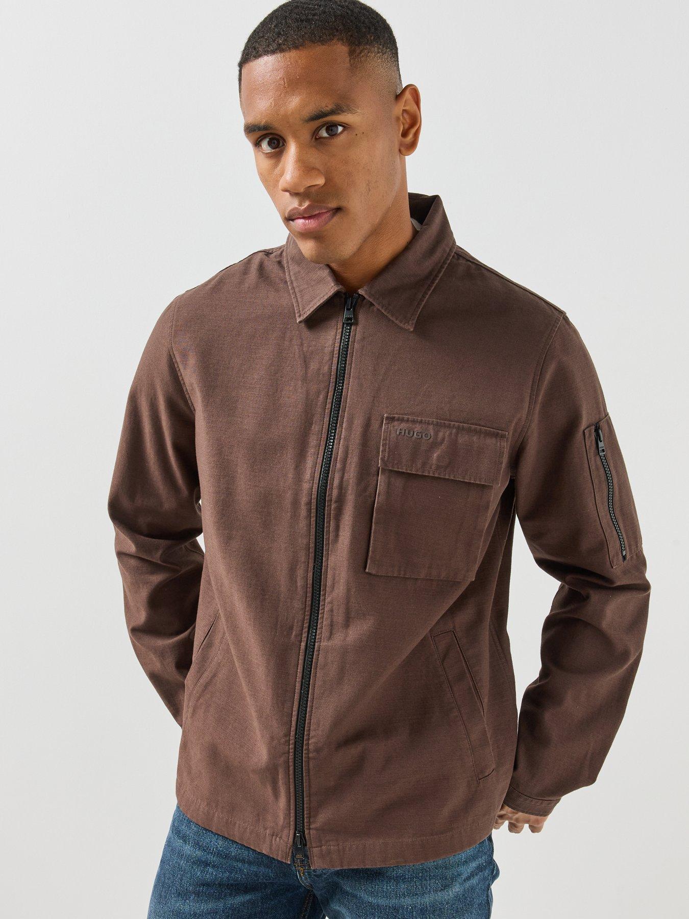 Image 5 of 6 of HUGO Hugo Emmond Oversize Fit Overshirt - Brown