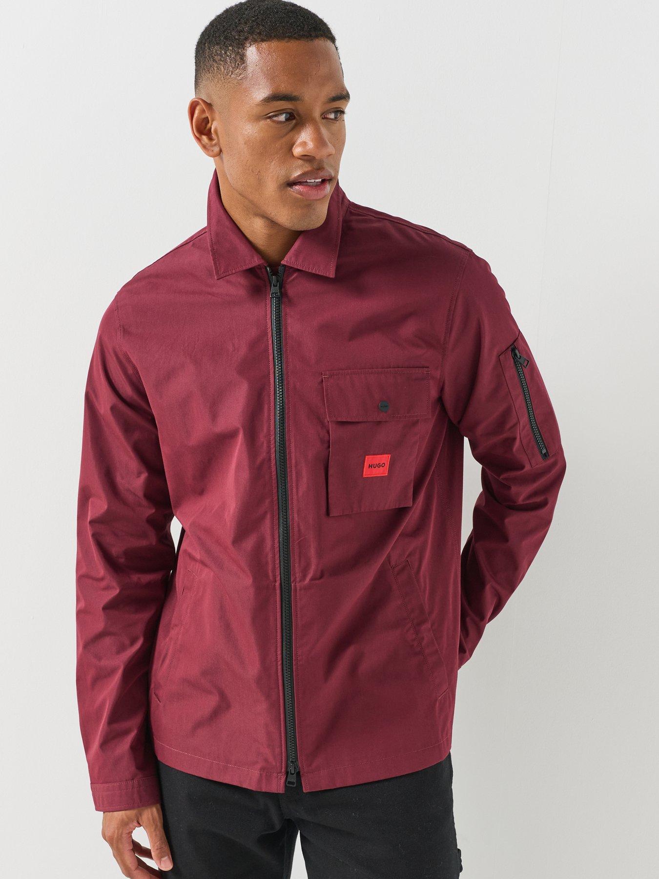 Image 1 of 6 of HUGO Mens Emmond Oversized Fit Zip-Through Overshirt - Purple