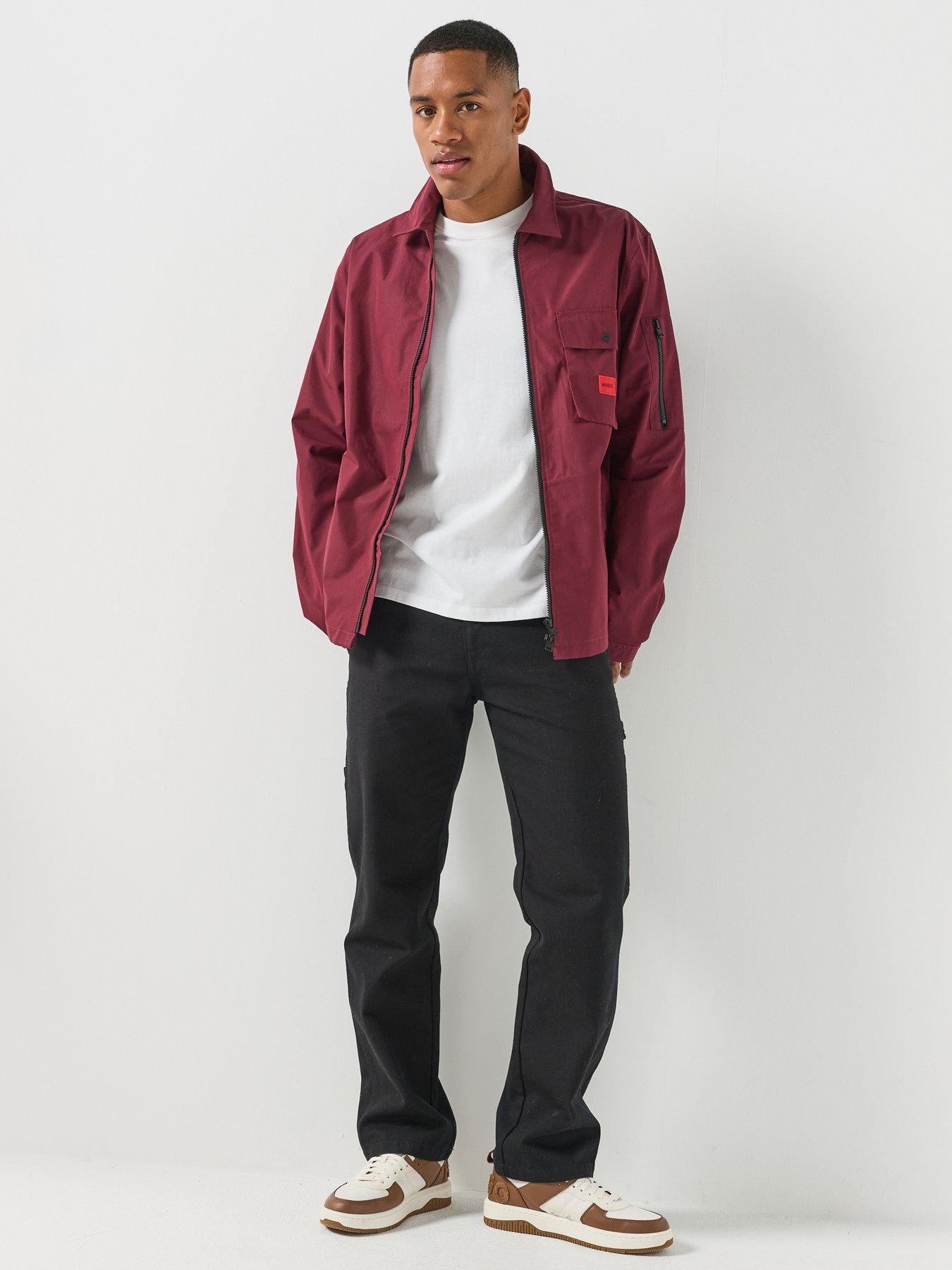 Image 3 of 6 of HUGO Mens Emmond Oversized Fit Zip-Through Overshirt - Purple
