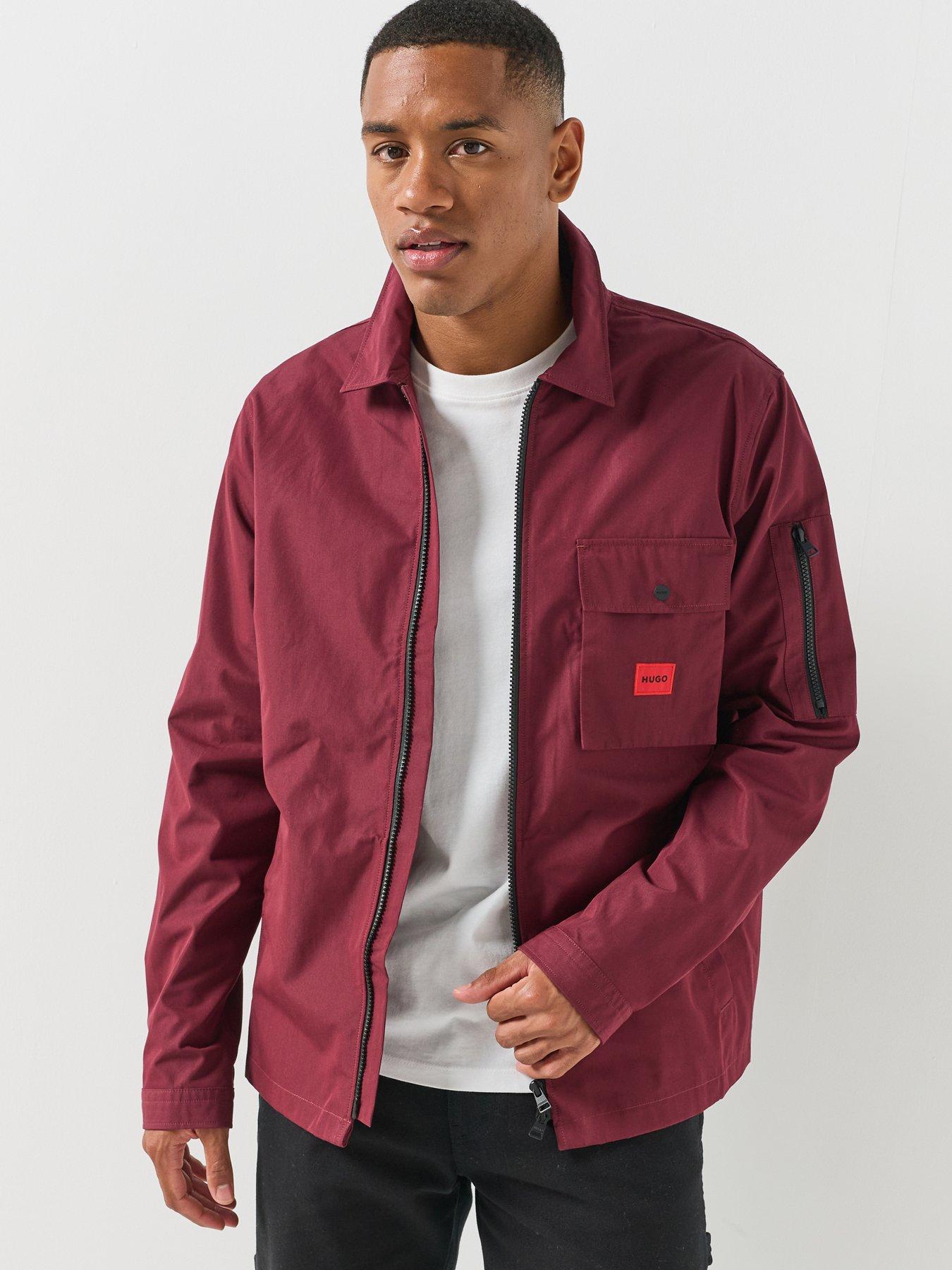 Image 4 of 6 of HUGO Mens Emmond Oversized Fit Zip-Through Overshirt - Purple