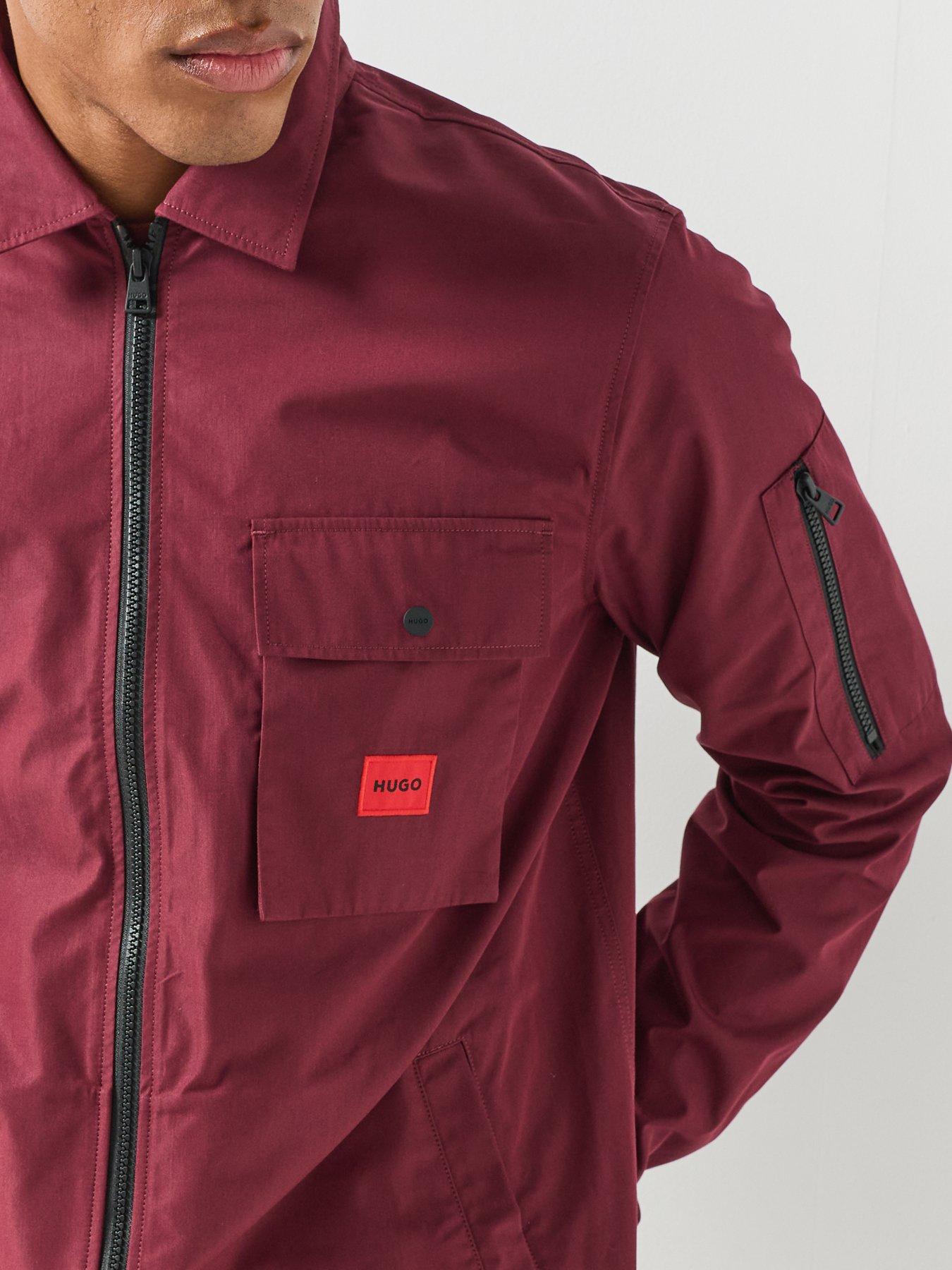 Image 6 of 6 of HUGO Mens Emmond Oversized Fit Zip-Through Overshirt - Purple