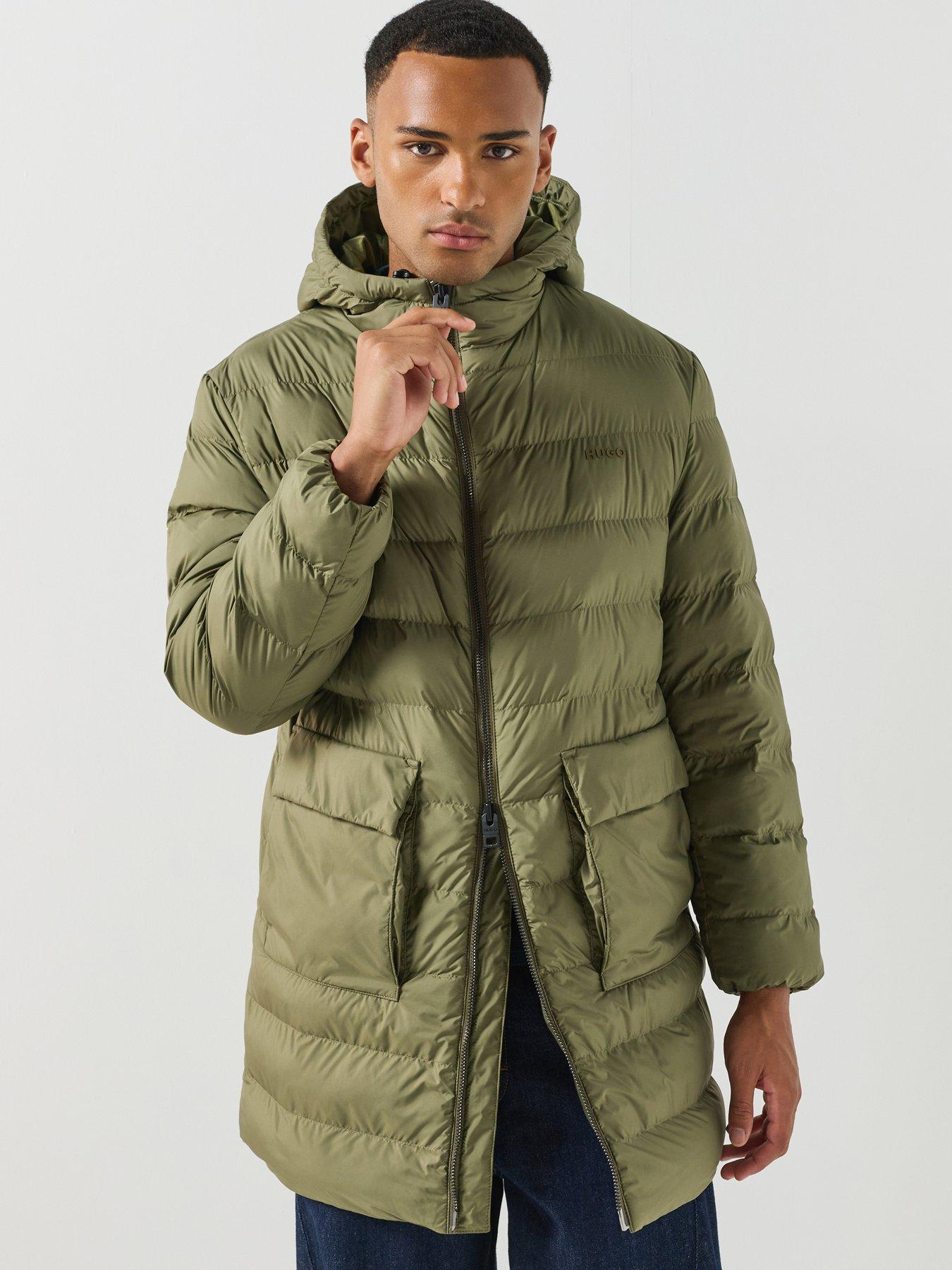 Image 1 of 6 of HUGO Hugo Matia2641 Longline Padded Jacket - Green