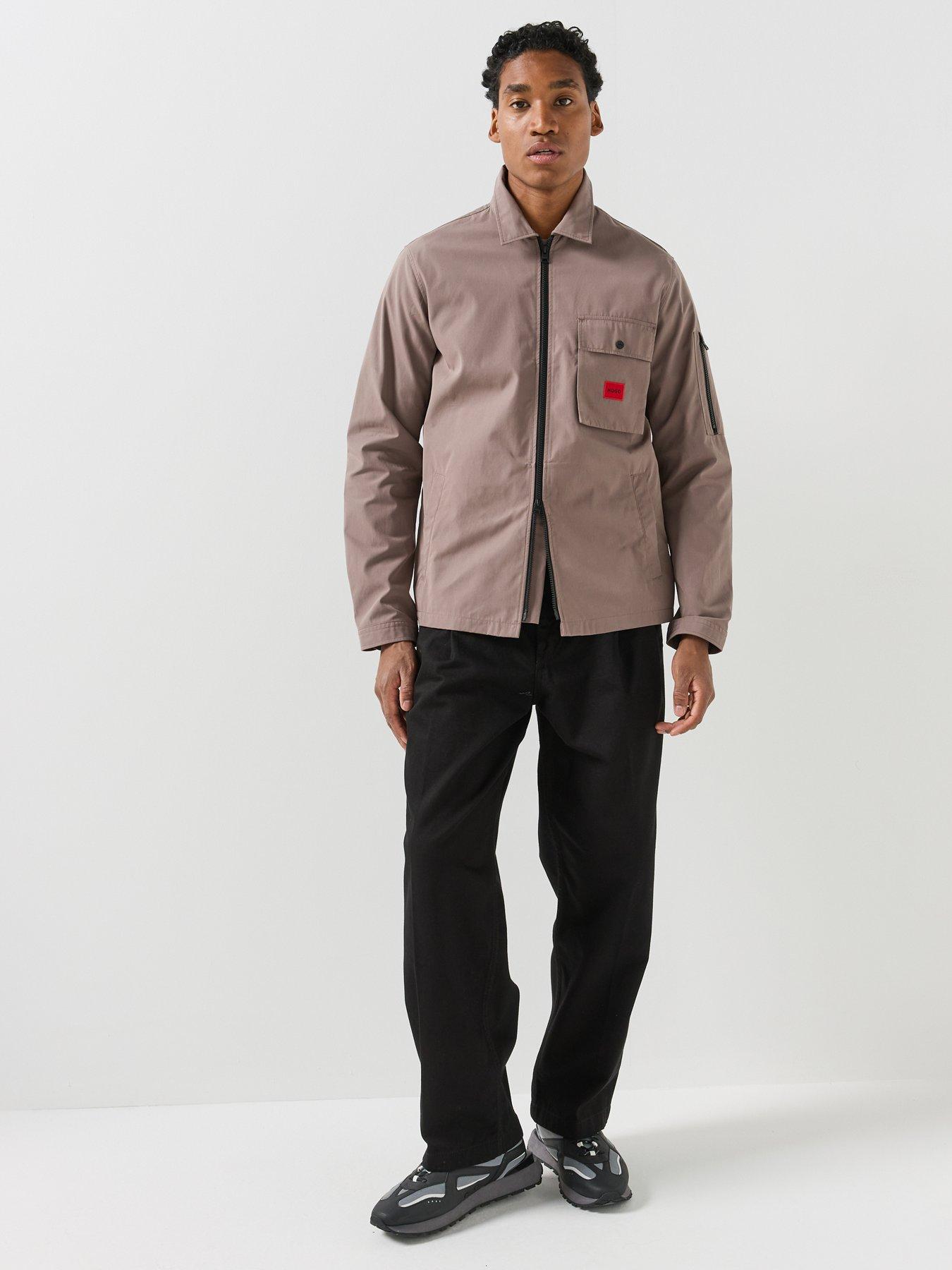 Image 1 of 6 of HUGO Hugo Mens Emmond Oversize Fit Overshirt - Brown