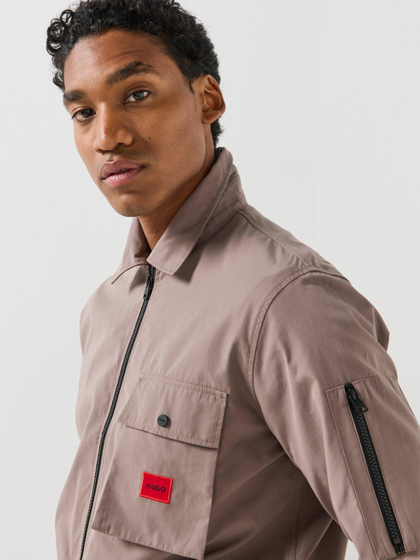 Image 4 of 6 of HUGO Hugo Mens Emmond Oversize Fit Overshirt - Brown