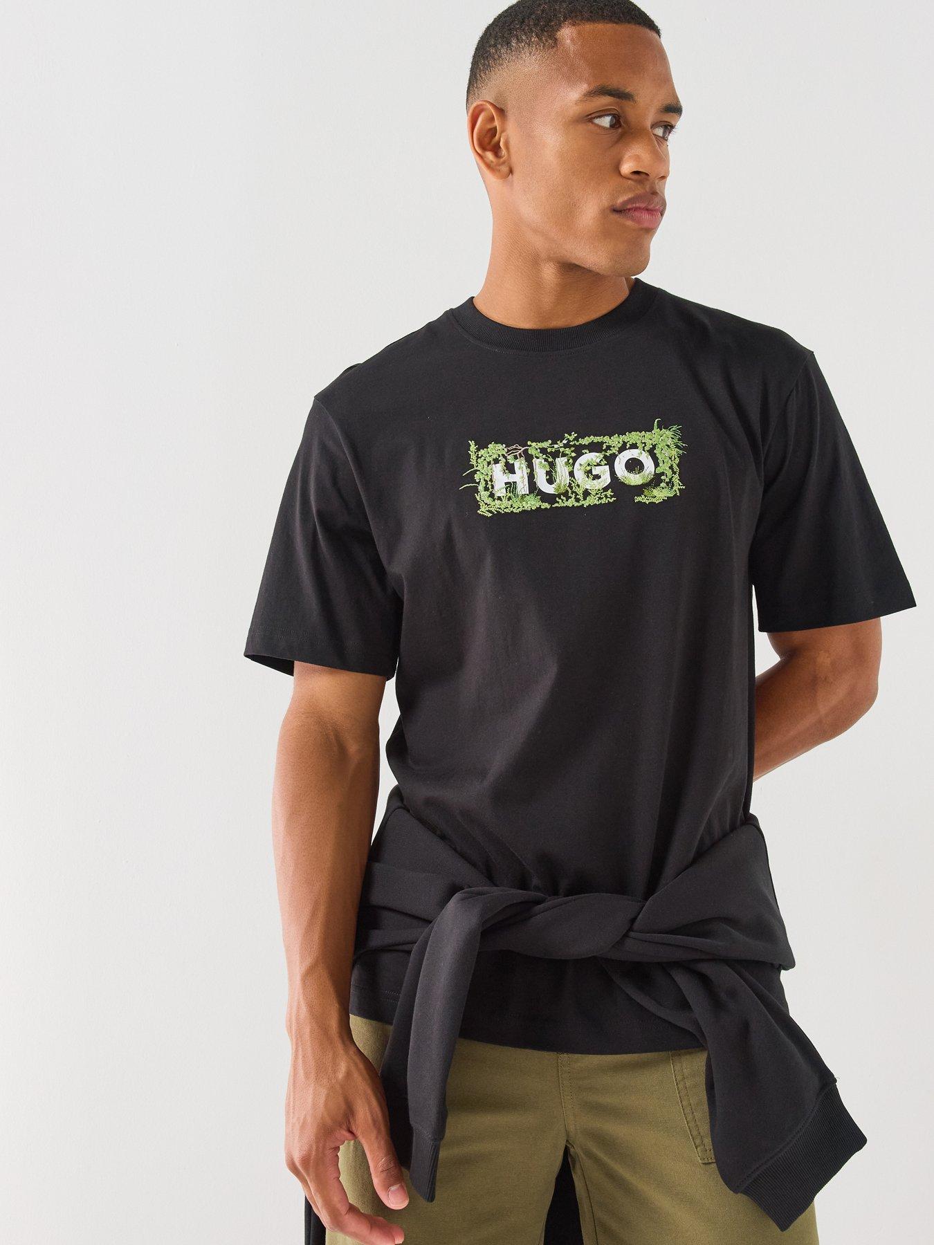 Image 1 of 6 of HUGO Blue Niviotee Regular Fit T-Shirt - Black