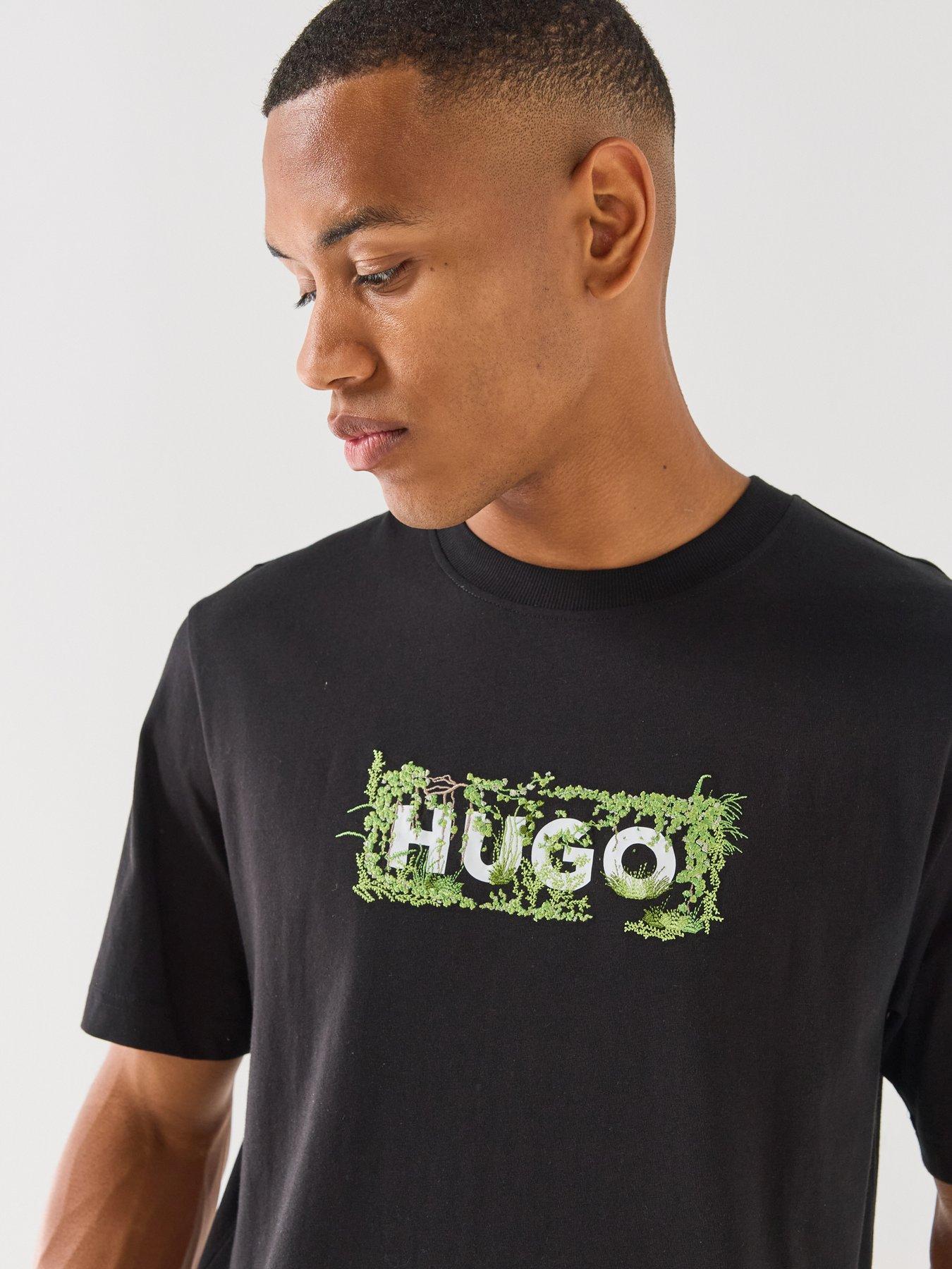 Image 4 of 6 of HUGO Blue Niviotee Regular Fit T-Shirt - Black