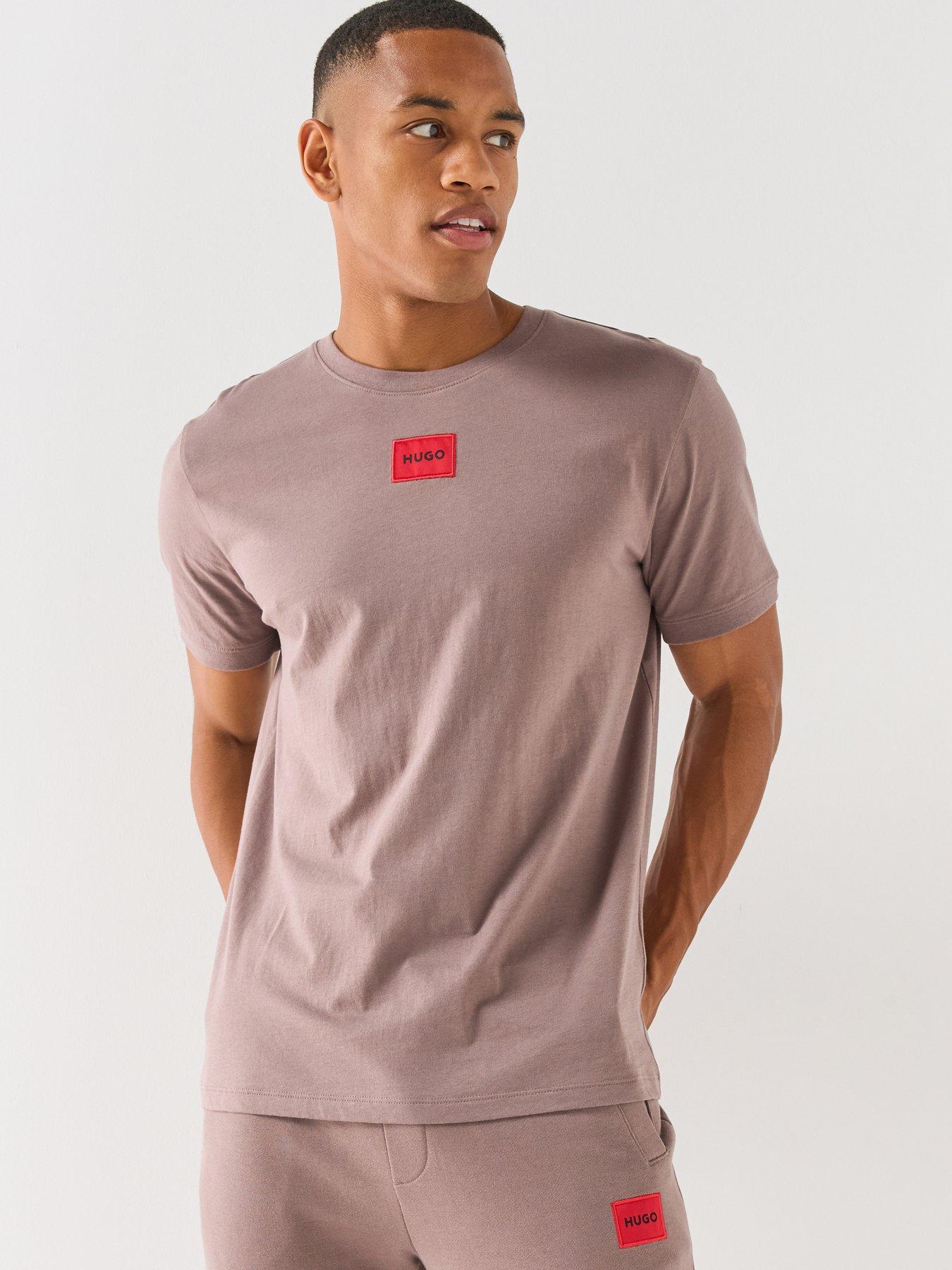 HUGO Diragolino212 Regular Fit Centre Patch Logo T-Shirt - Brown