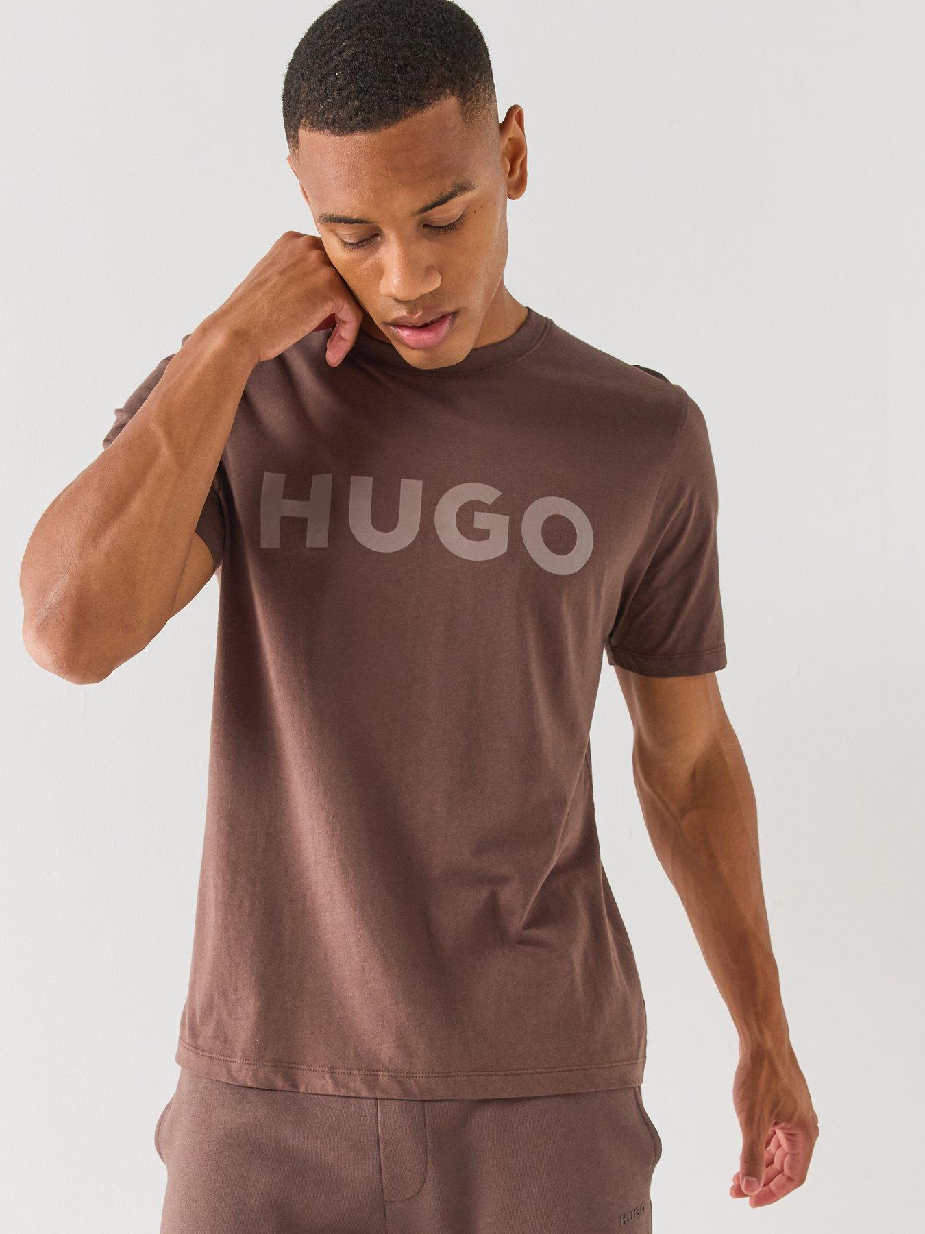 HUGO Dulivio Regular Fit Large Logo T-Shirt - Brown
