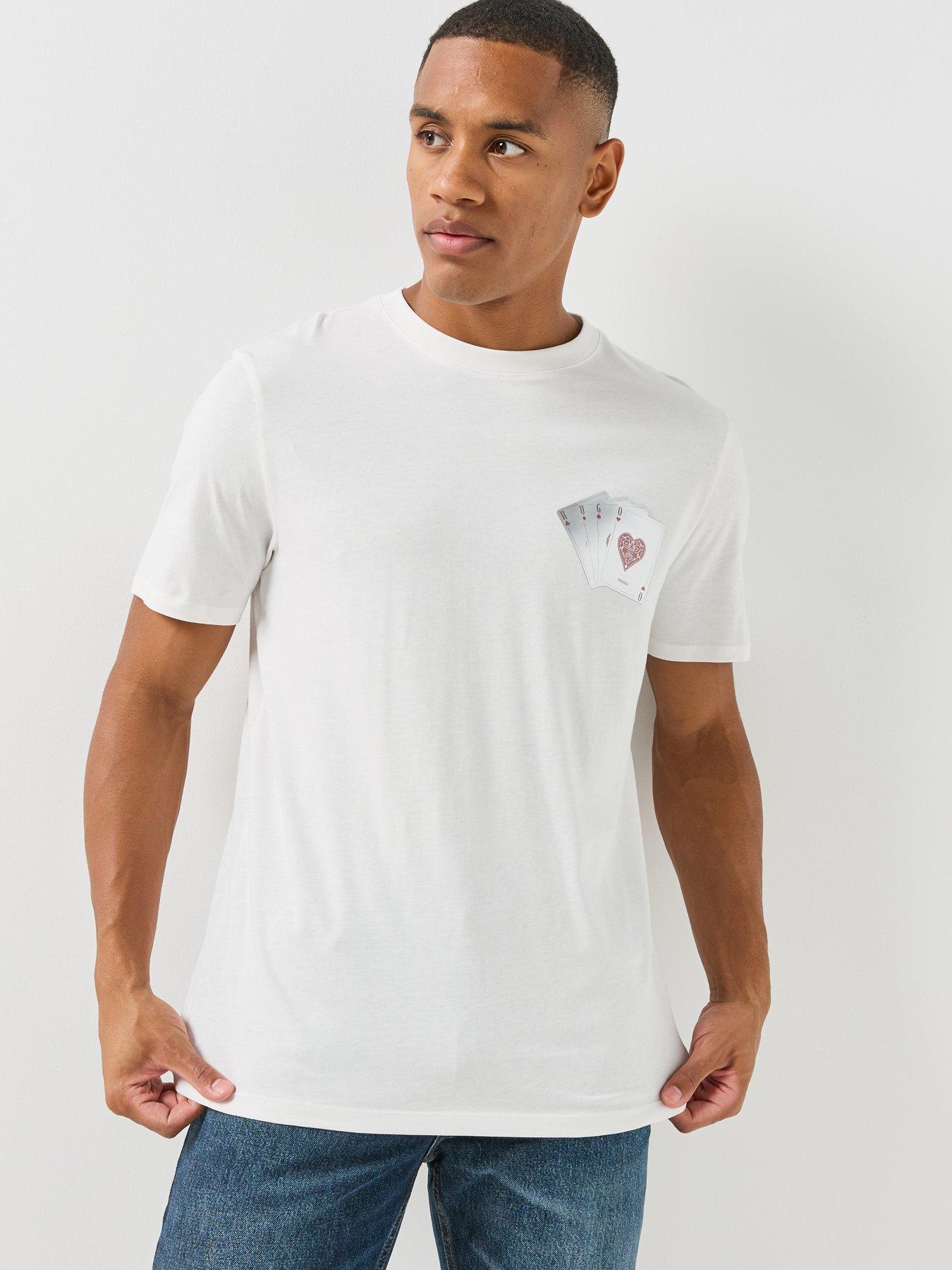 Image 1 of 6 of HUGO Mens Dahr Regular Fit Logo T-Shirt - White