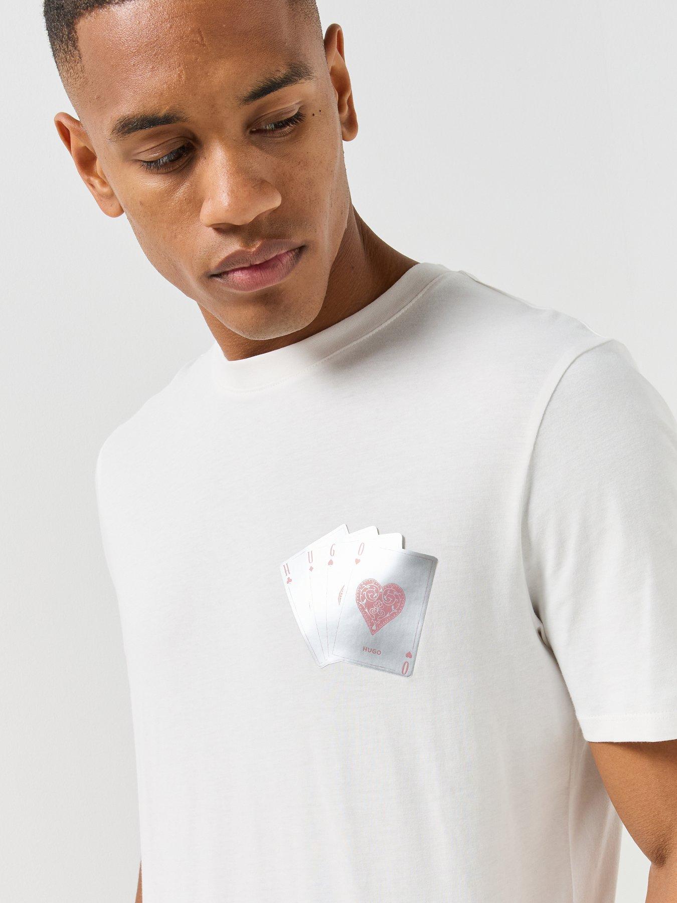 Image 4 of 6 of HUGO Mens Dahr Regular Fit Logo T-Shirt - White
