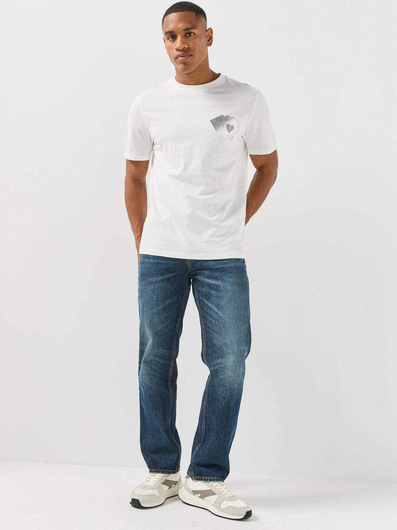 Image 5 of 6 of HUGO Mens Dahr Regular Fit Logo T-Shirt - White