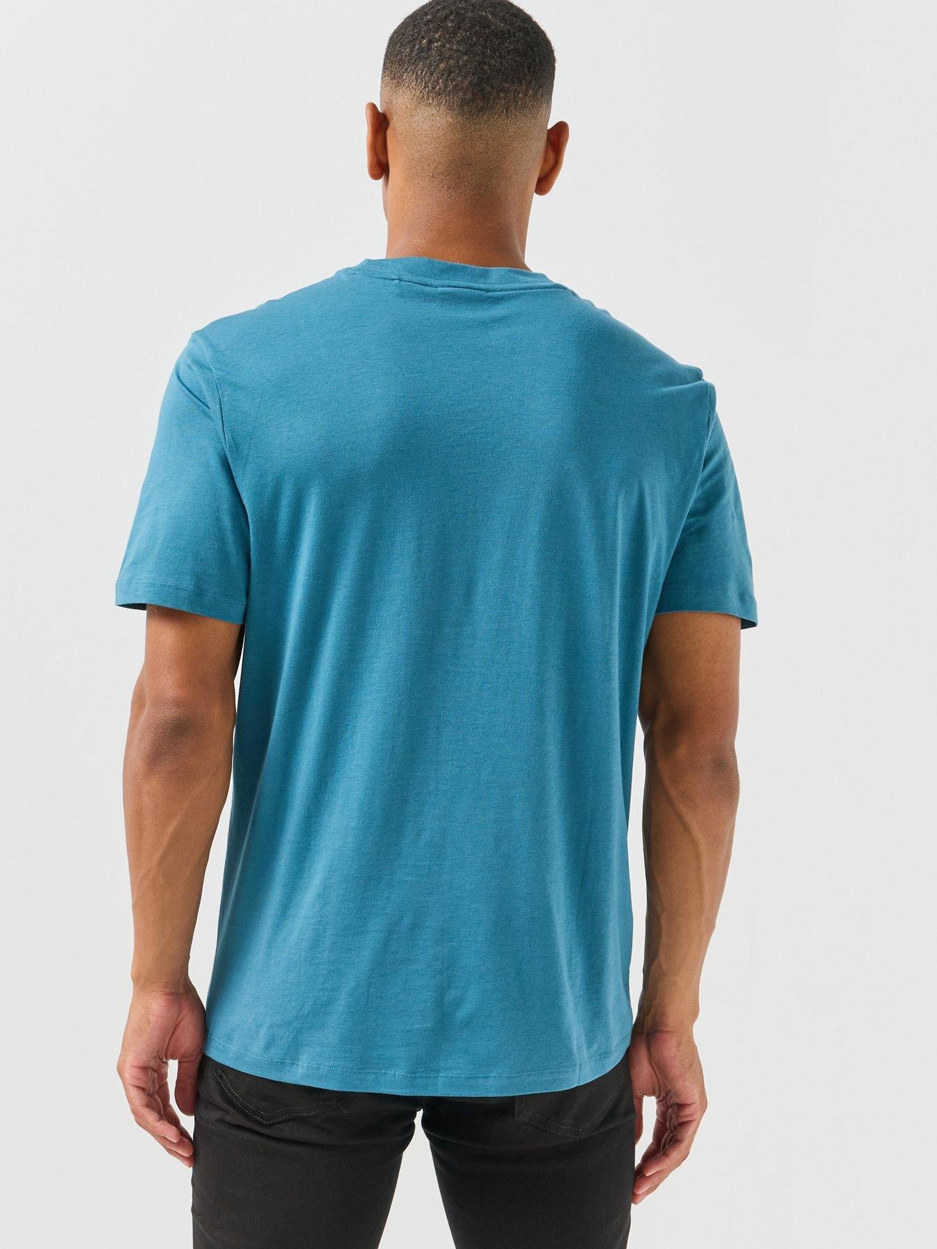 Image 2 of 4 of HUGO Mens Dero222 Regular Fit Cotton T-Shirt - Blue