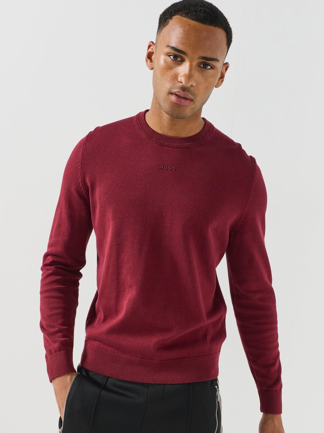 Image 1 of 6 of HUGO Mens San Cassius Slim Fit Crew Neck Jumper - Purple