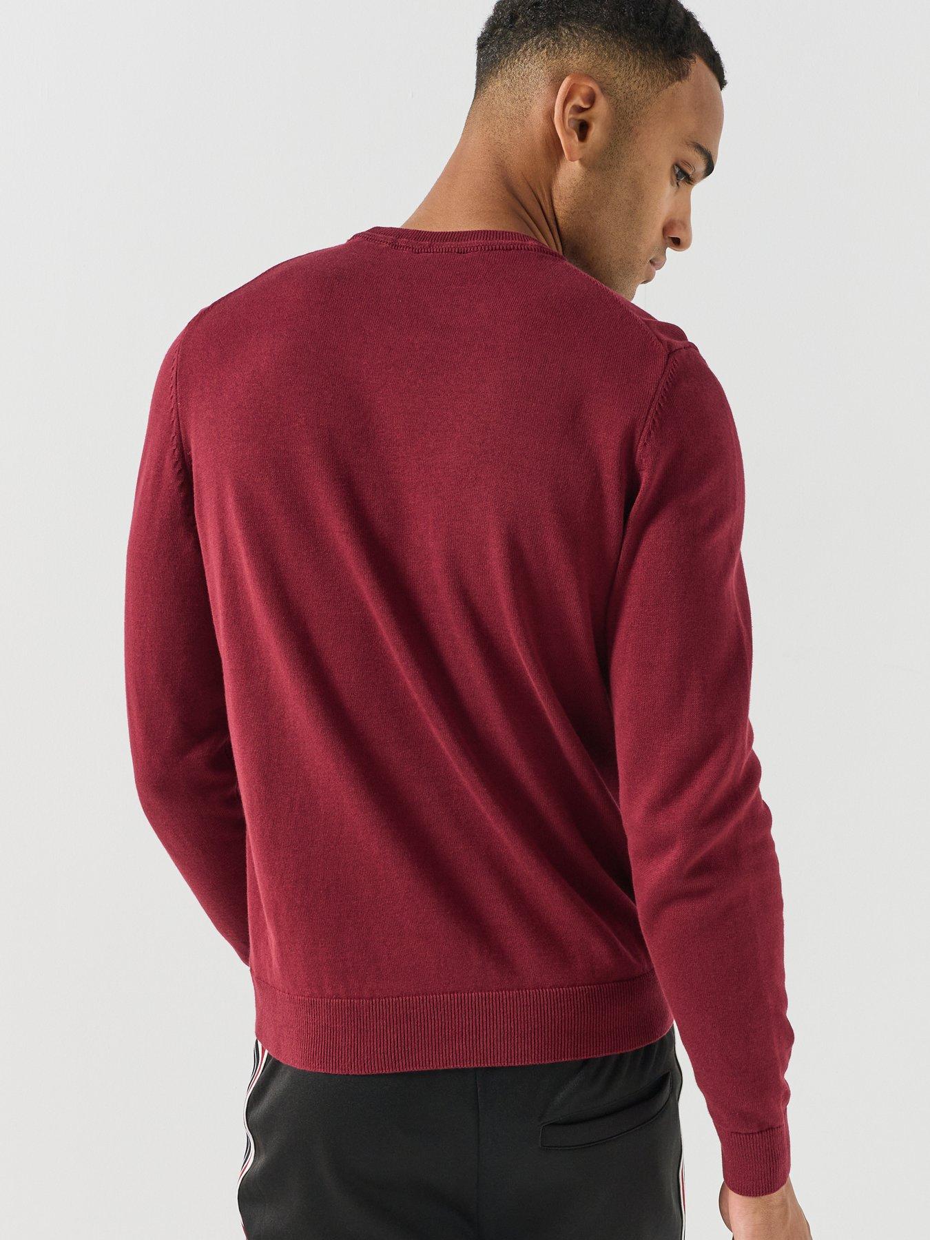 Image 2 of 6 of HUGO Mens San Cassius Slim Fit Crew Neck Jumper - Purple