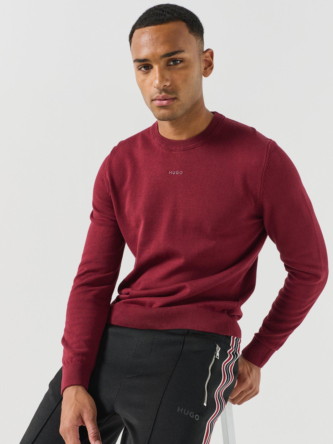 Image 4 of 6 of HUGO Mens San Cassius Slim Fit Crew Neck Jumper - Purple