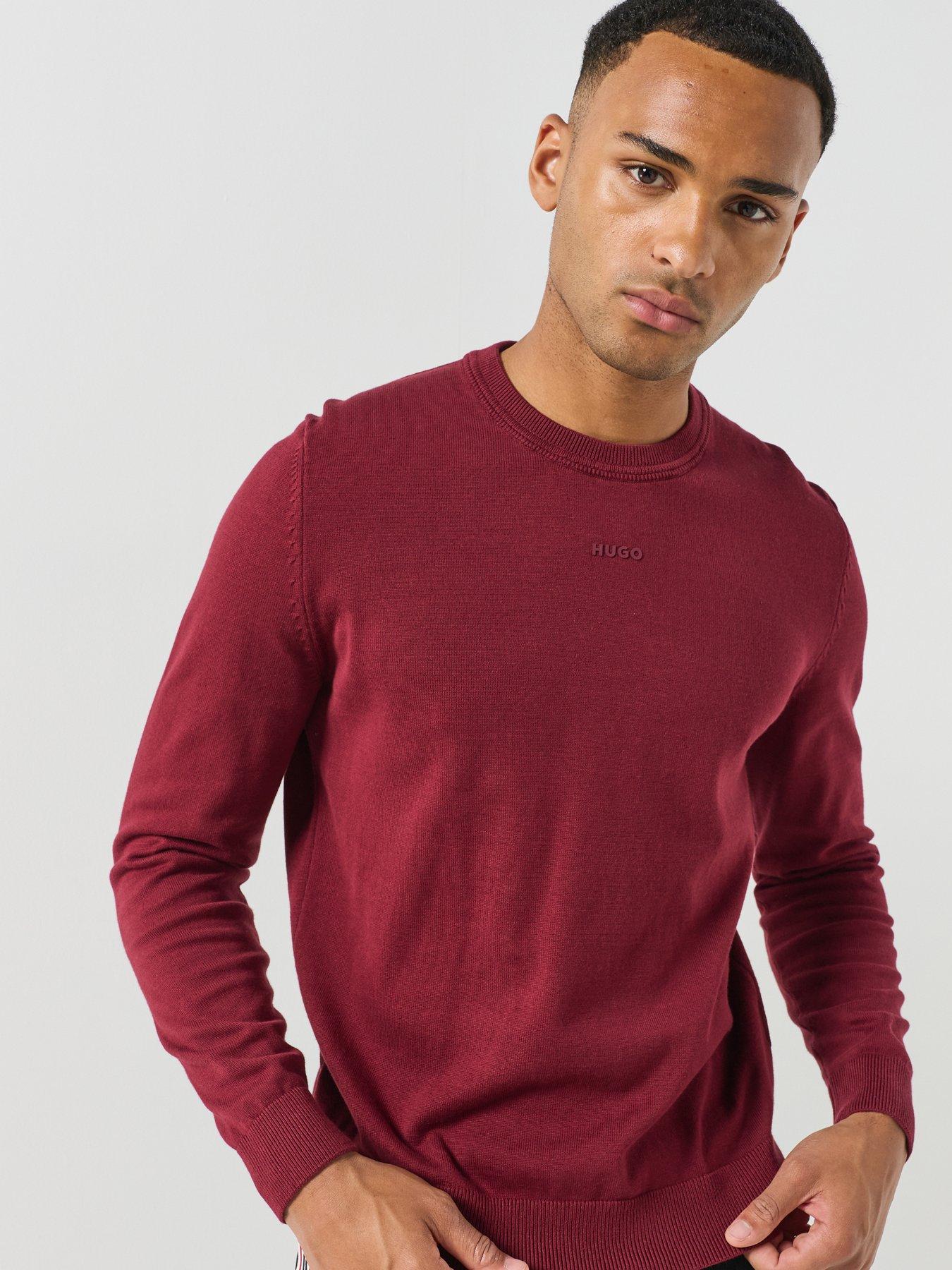 Image 5 of 6 of HUGO Mens San Cassius Slim Fit Crew Neck Jumper - Purple